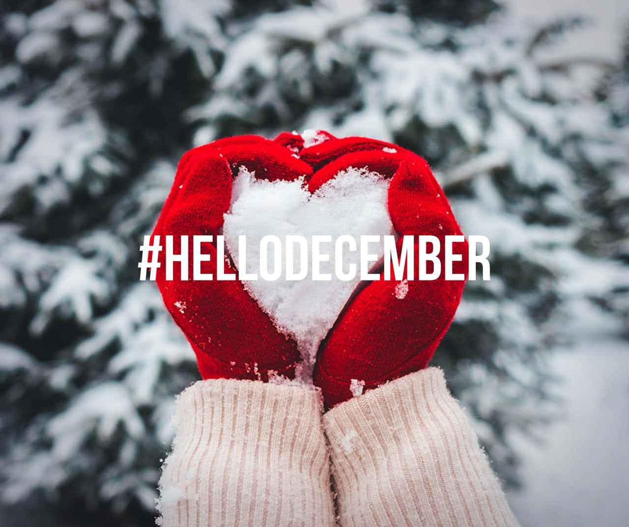 Goodbye November Hello December, red-gloved hands, snow heart, HD Desktop Wallpaper