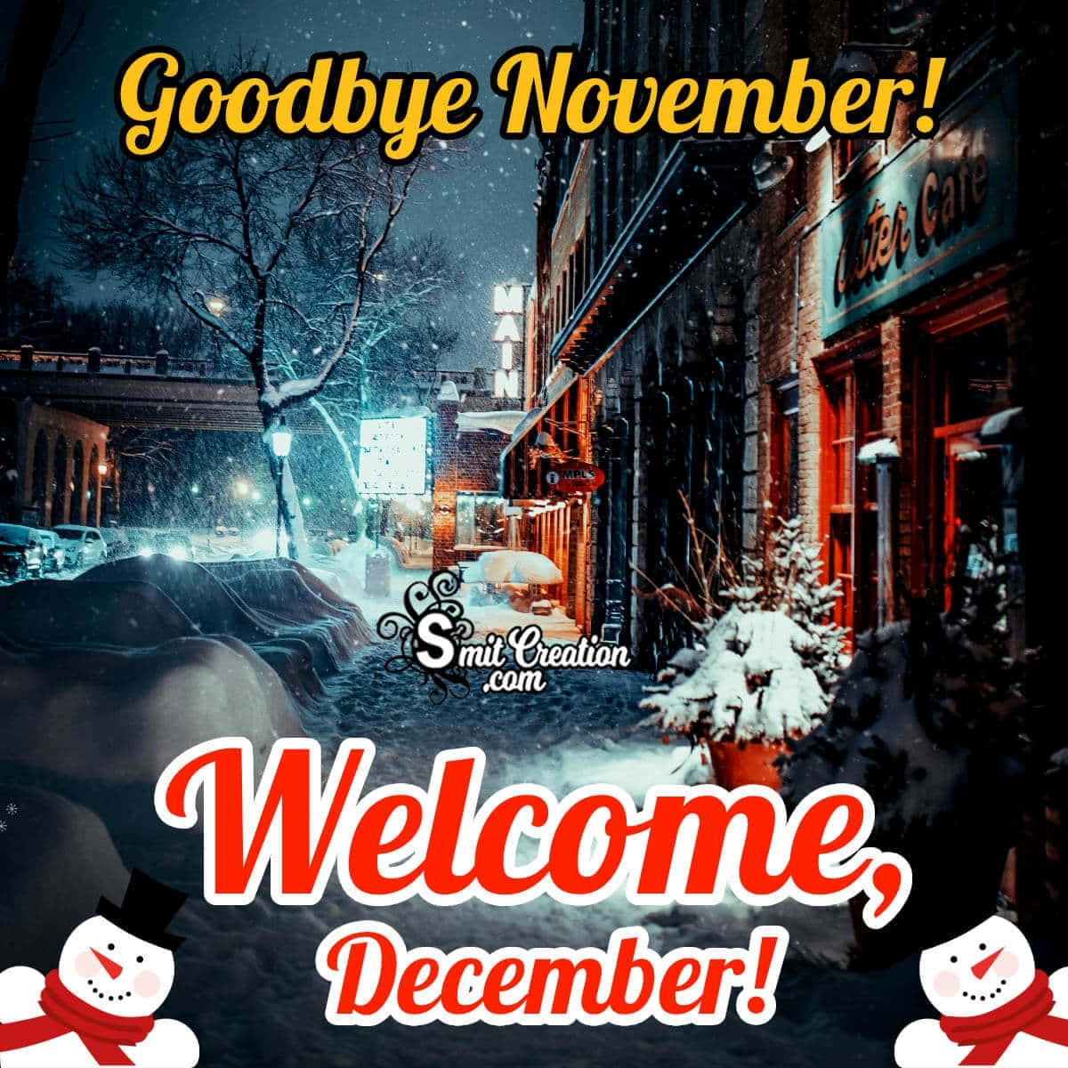 Goodbye November Hello December, snow, cozy urban street, SD Desktop Wallpaper