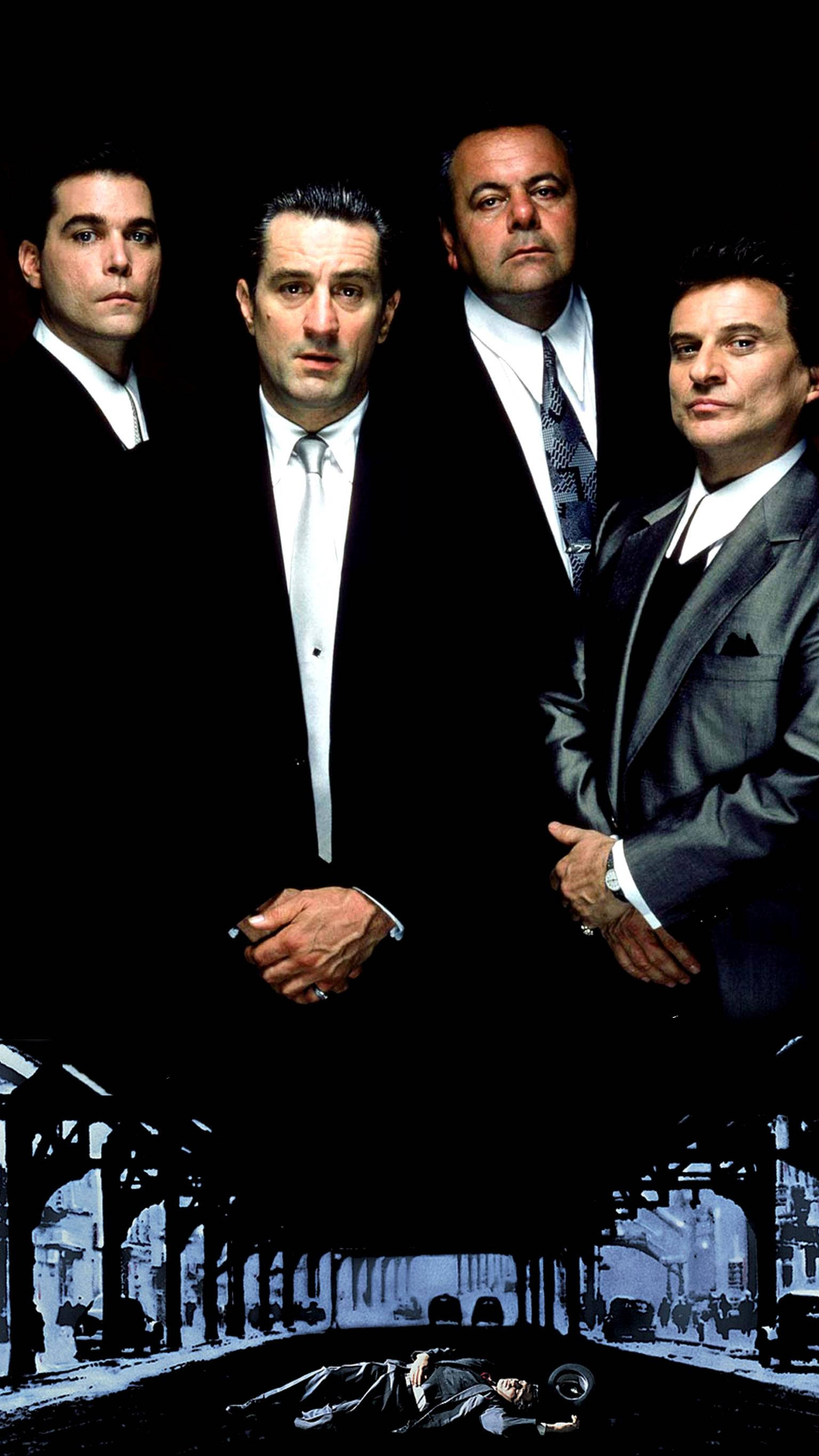 Goodfellas, male stars, black backdrop, 2K Phone Wallpaper