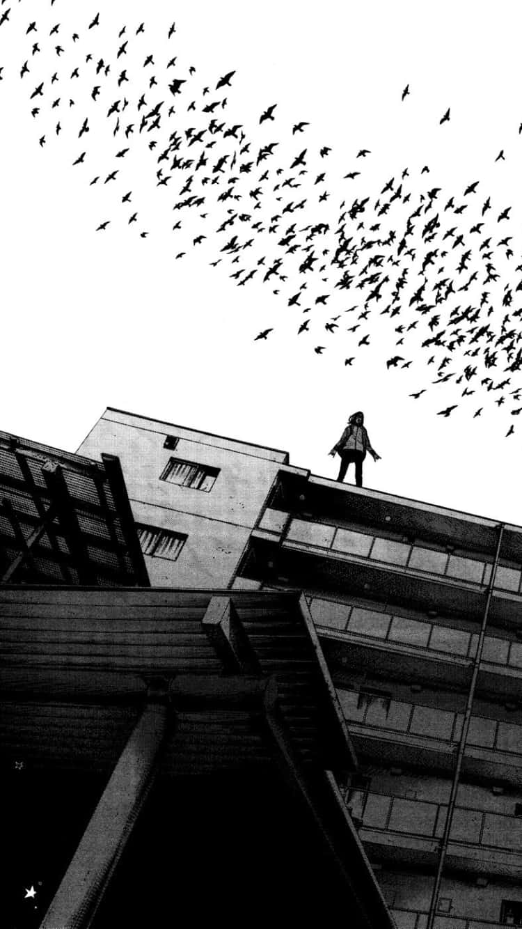 Goodnight Punpun, lone figure, building, HD Phone Wallpaper