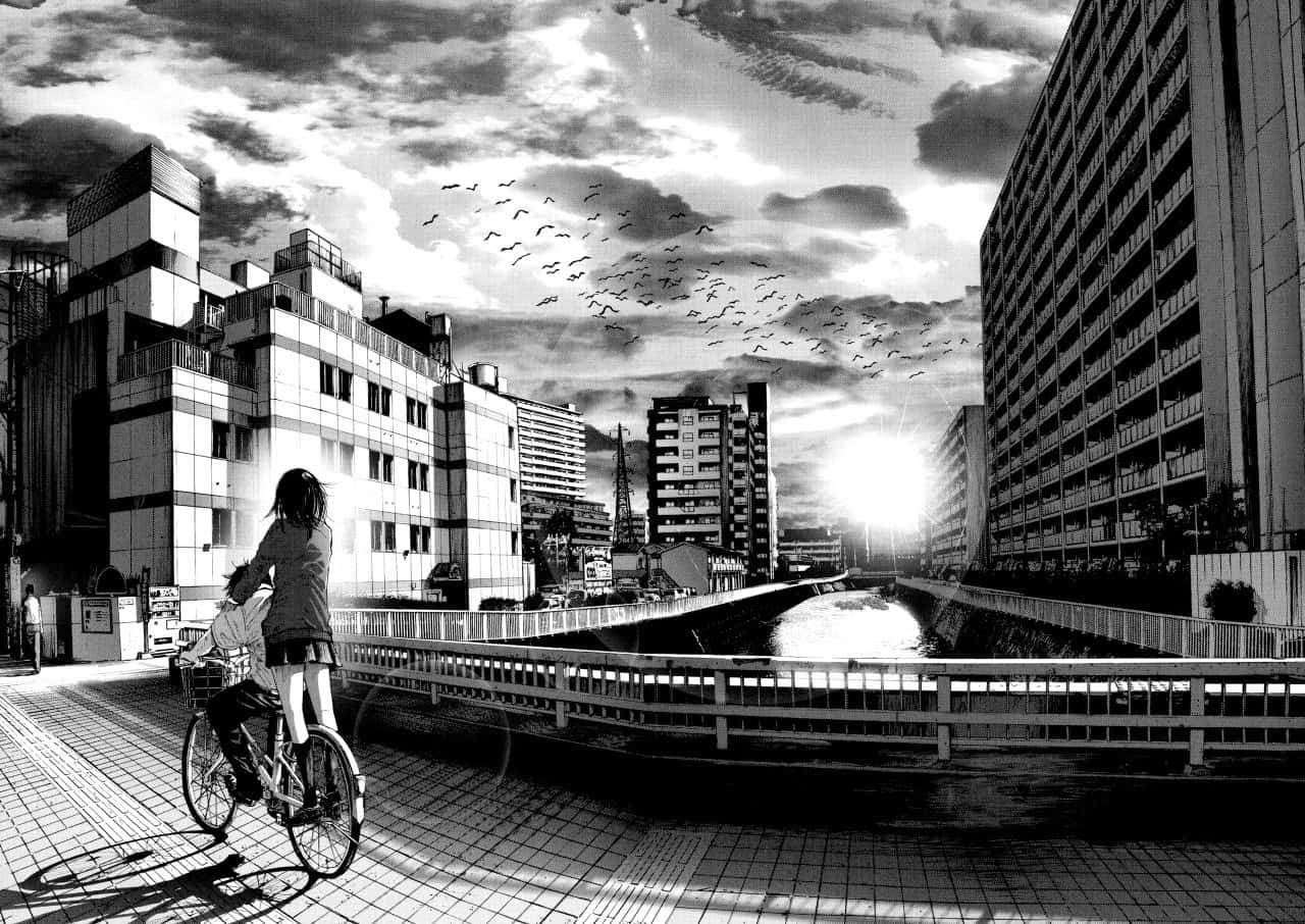 Goodnight Punpun, bicycle, tiled bridge, HD Desktop Wallpaper