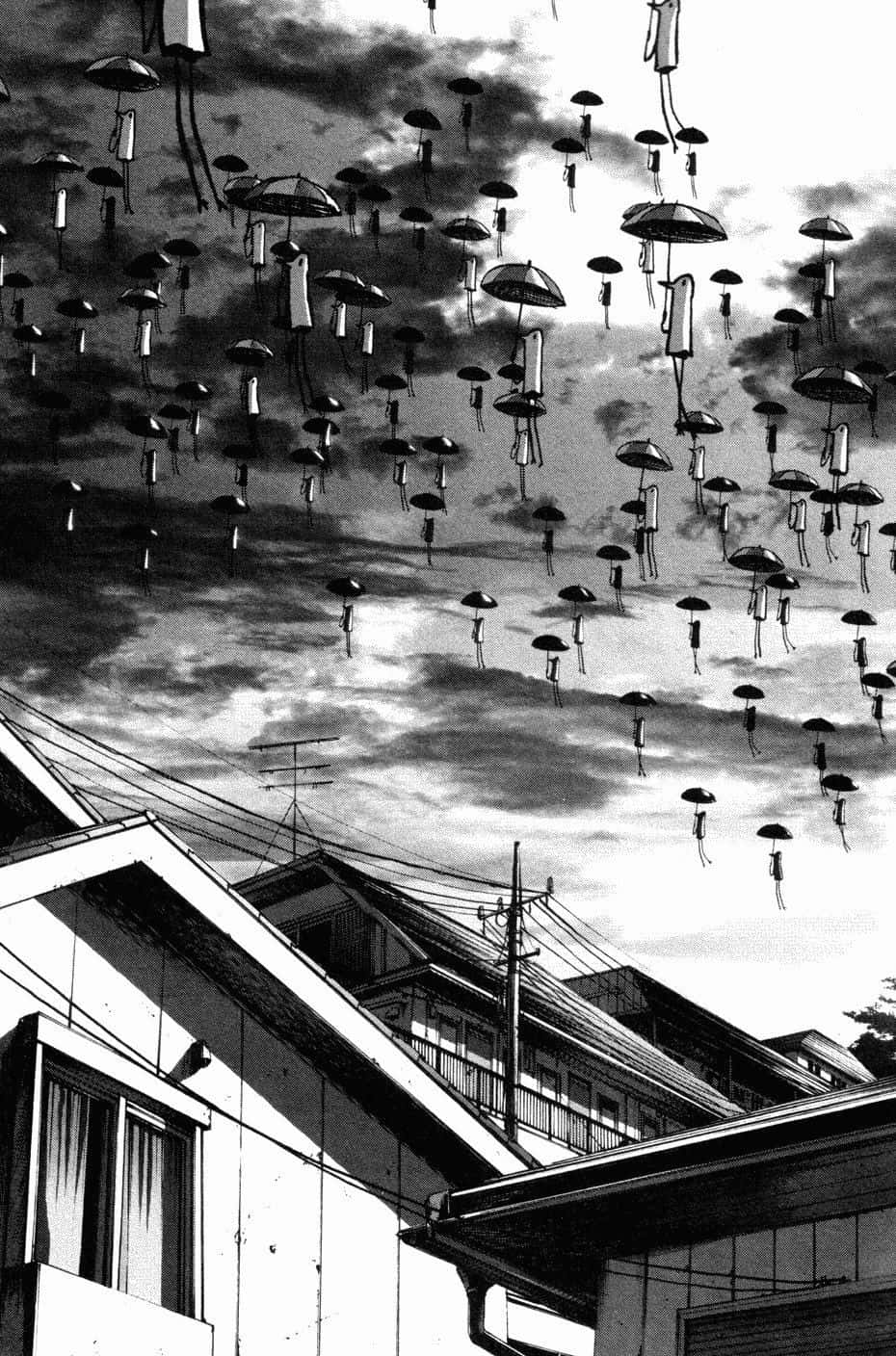 Goodnight Punpun, black and white, city, HD Phone Wallpaper