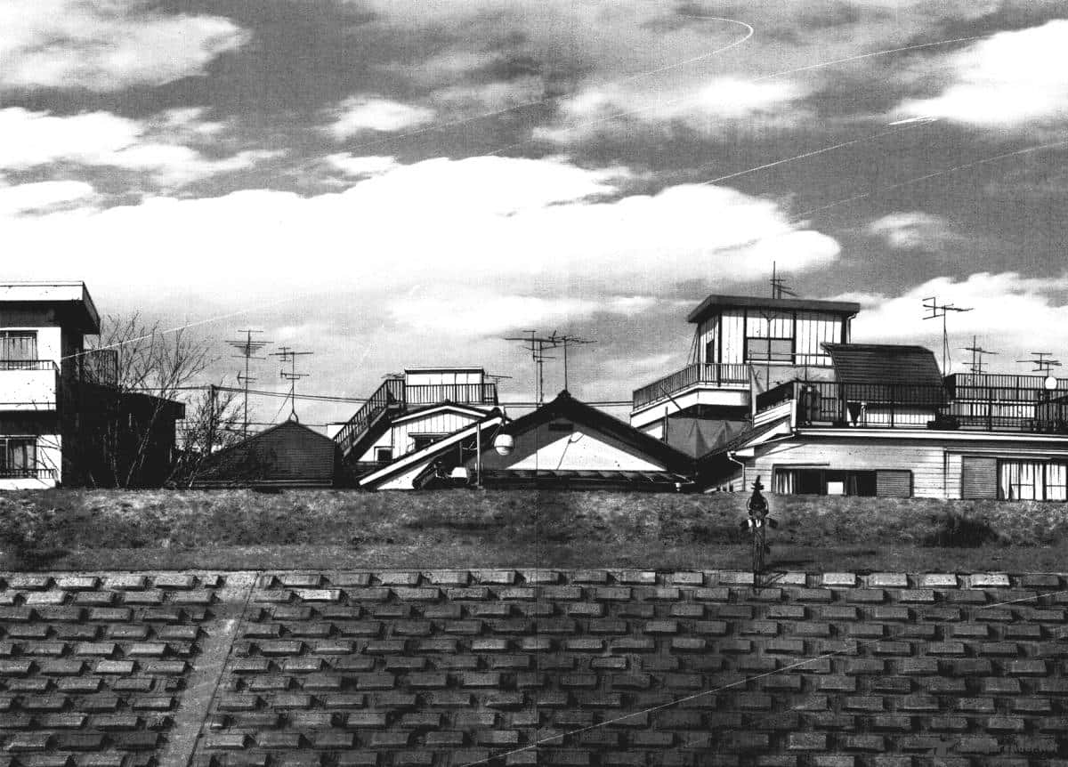 Goodnight Punpun, black and white, urban scene, SD Desktop Wallpaper