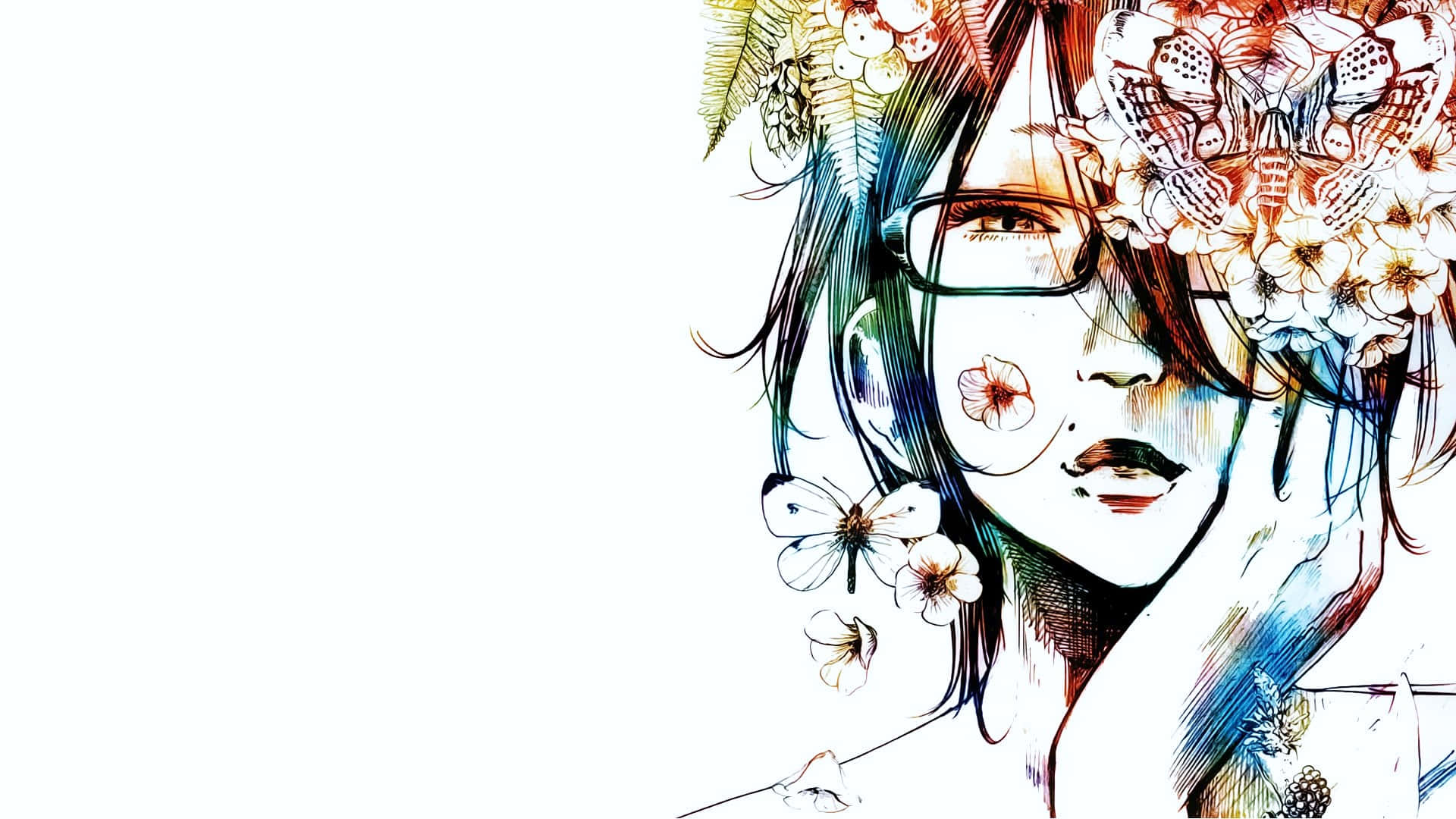 Goodnight Punpun, anime girl, glasses, Full HD Desktop Wallpaper
