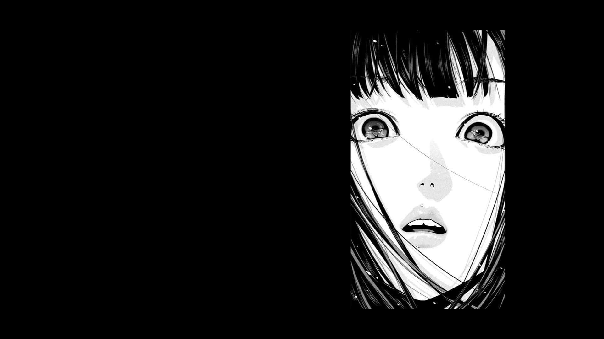 Goodnight Punpun, black and white anime-style, girl's terrified face, Full HD Desktop Wallpaper