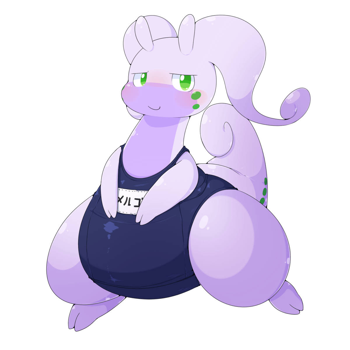 Goodra, purple anime dragon, green eyes, SD Desktop Wallpaper