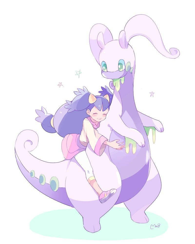 Goodra, purple dragon-like Pokémon, purple hair, SD Phone Wallpaper