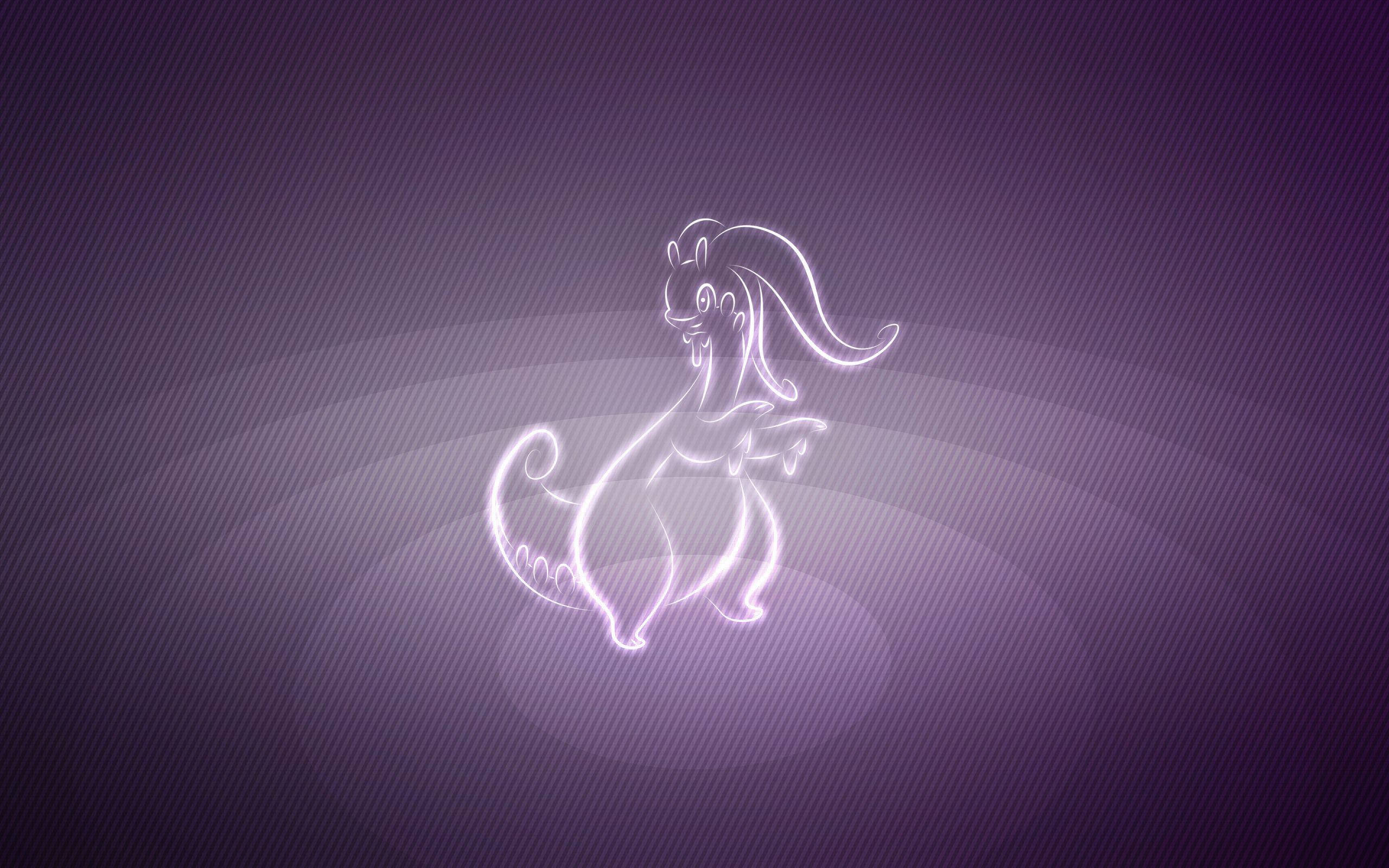 Goodra, glowing white neon outline, stylized dog figure, 2K Desktop Wallpaper