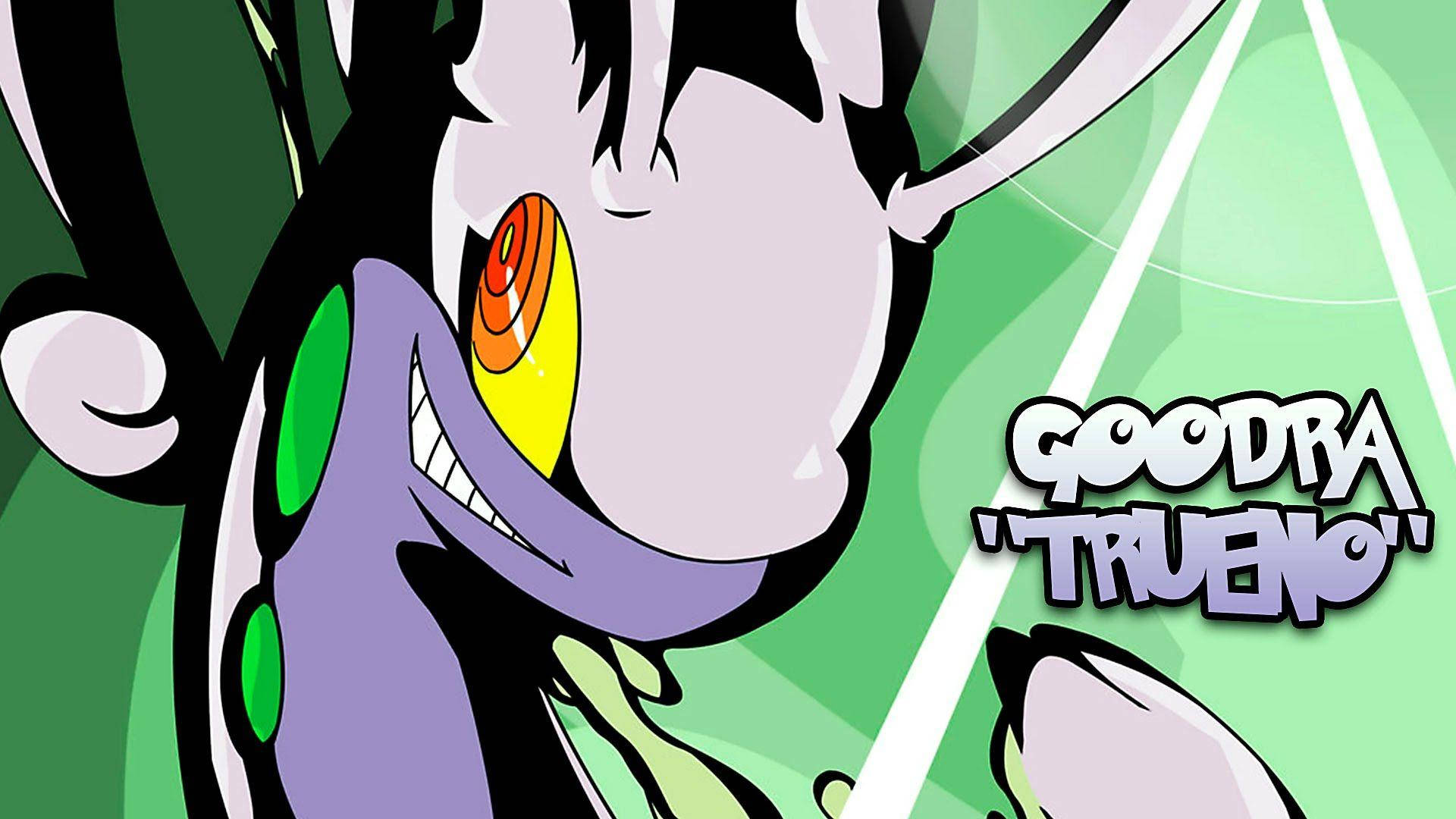Goodra, purple skin, green spots, Full HD Desktop Wallpaper