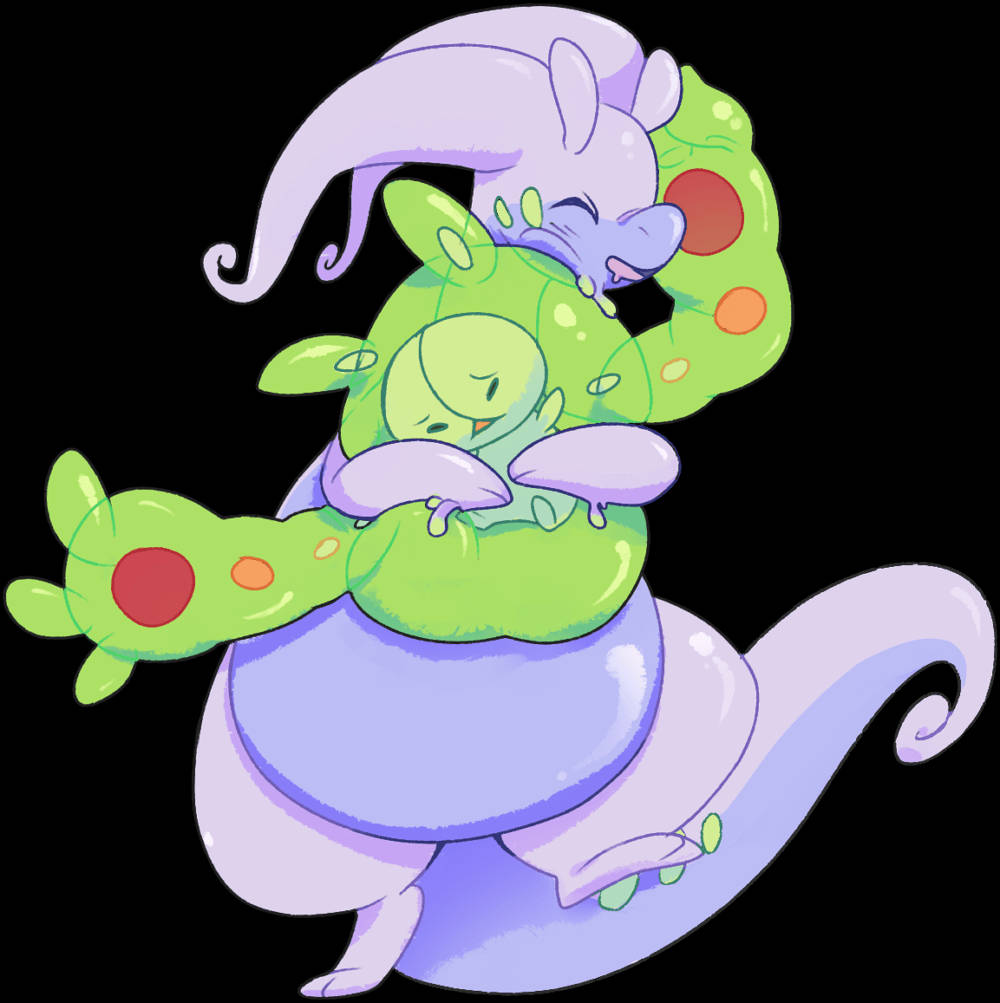 Goodra, purple, green, SD Phone Wallpaper