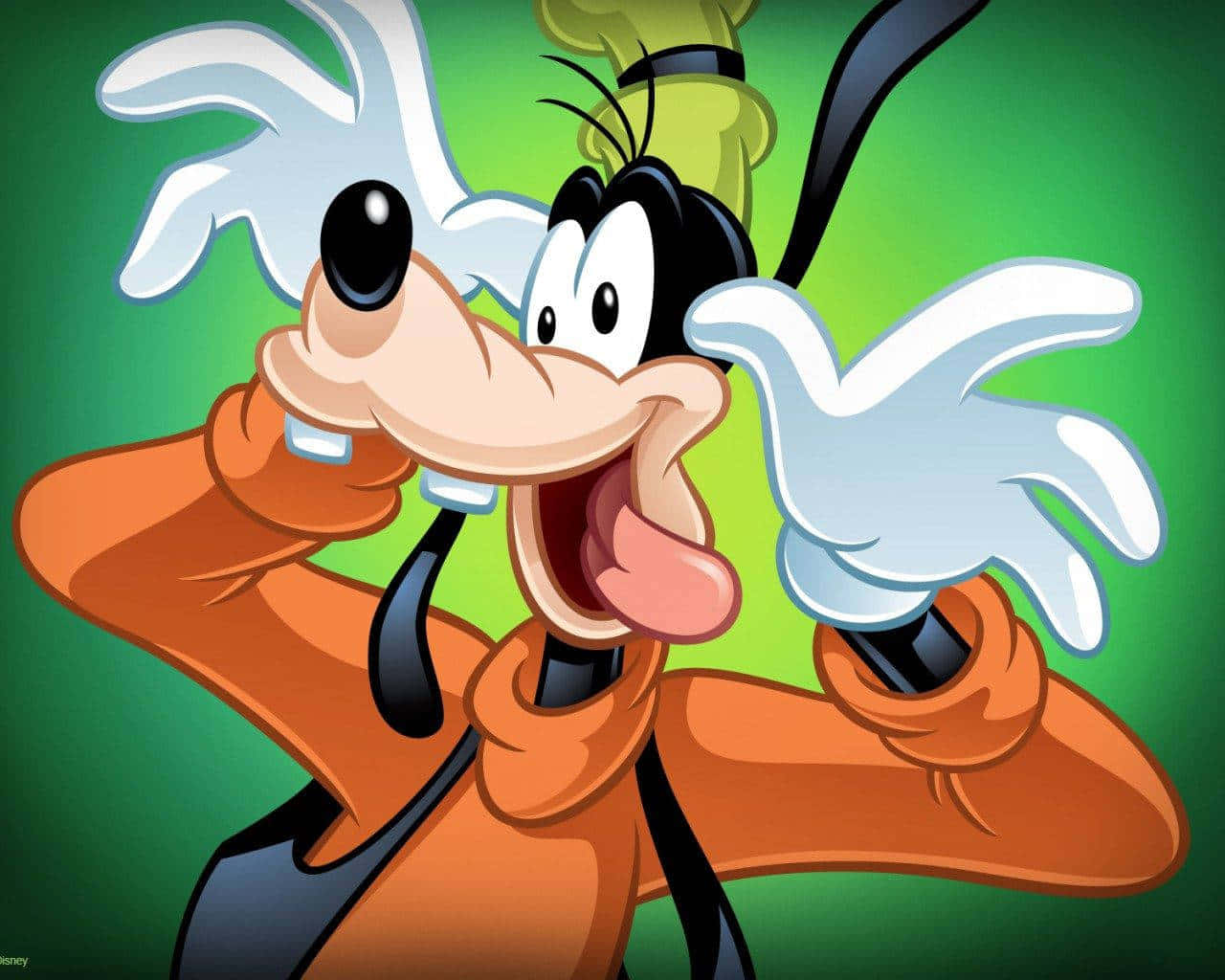 Goofy, Disney animation style, green background, HD Desktop Wallpaper