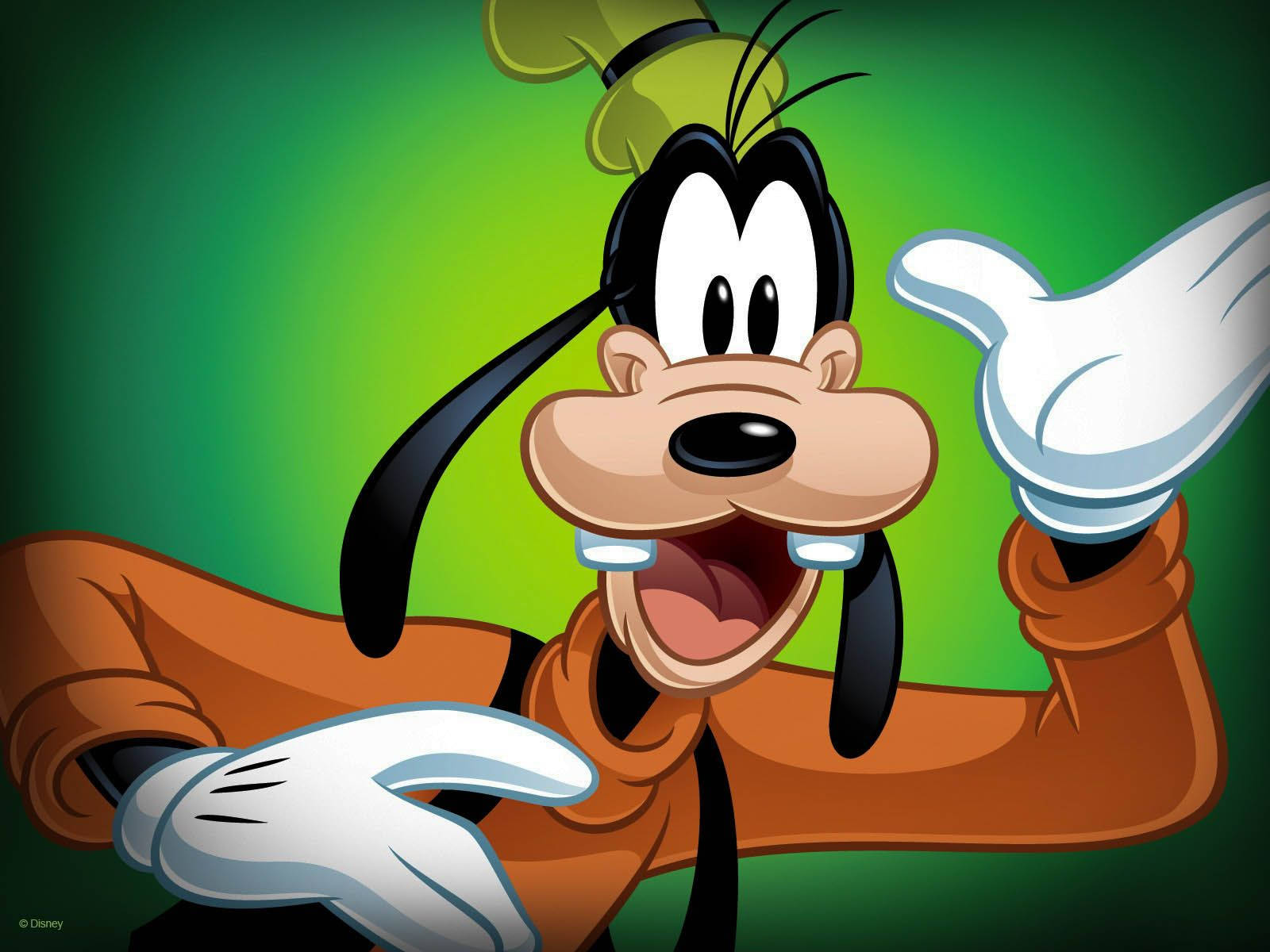 Goofy, chef's hat, vibrant green gradient background, HD Desktop Wallpaper