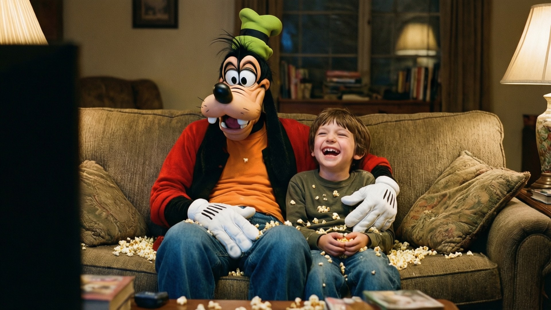 Goofy, red jacket, boy, Full HD Desktop Wallpaper