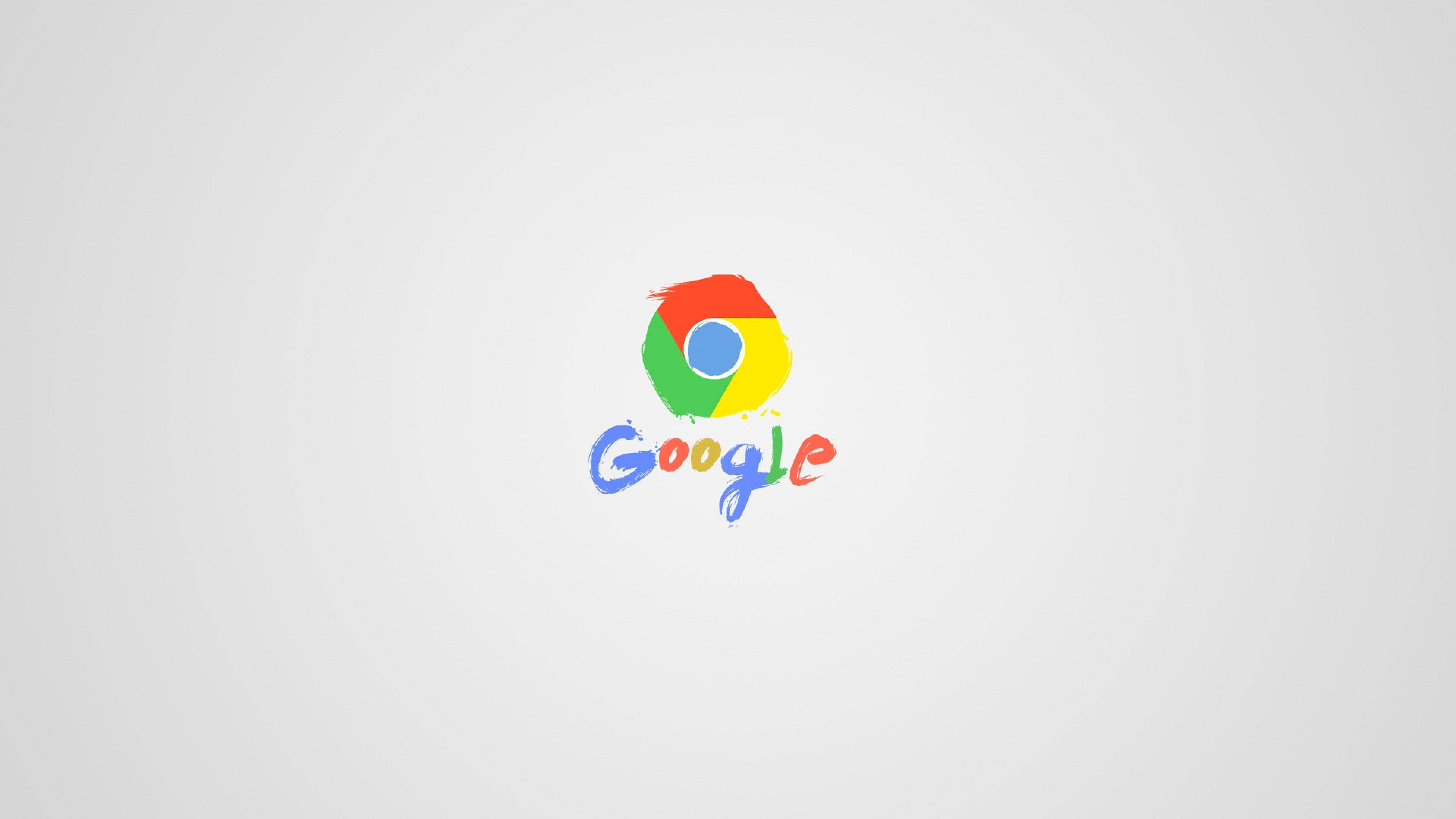 Google Chrome, colorful brushstroke style, light gray background, 4K Desktop Wallpaper