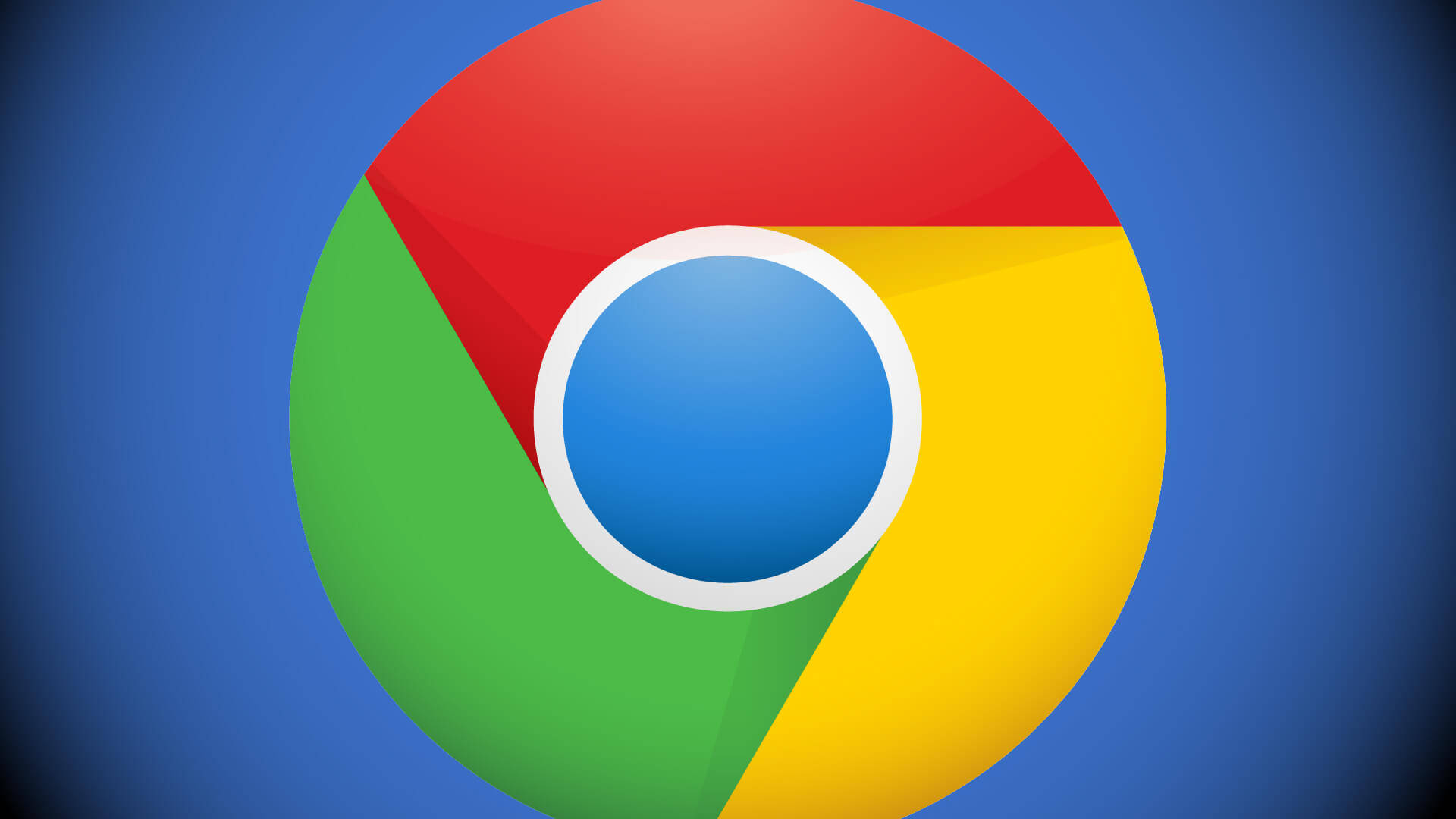 Google Chrome, blue vignette, red green yellow and blue segments, Full HD Desktop Wallpaper