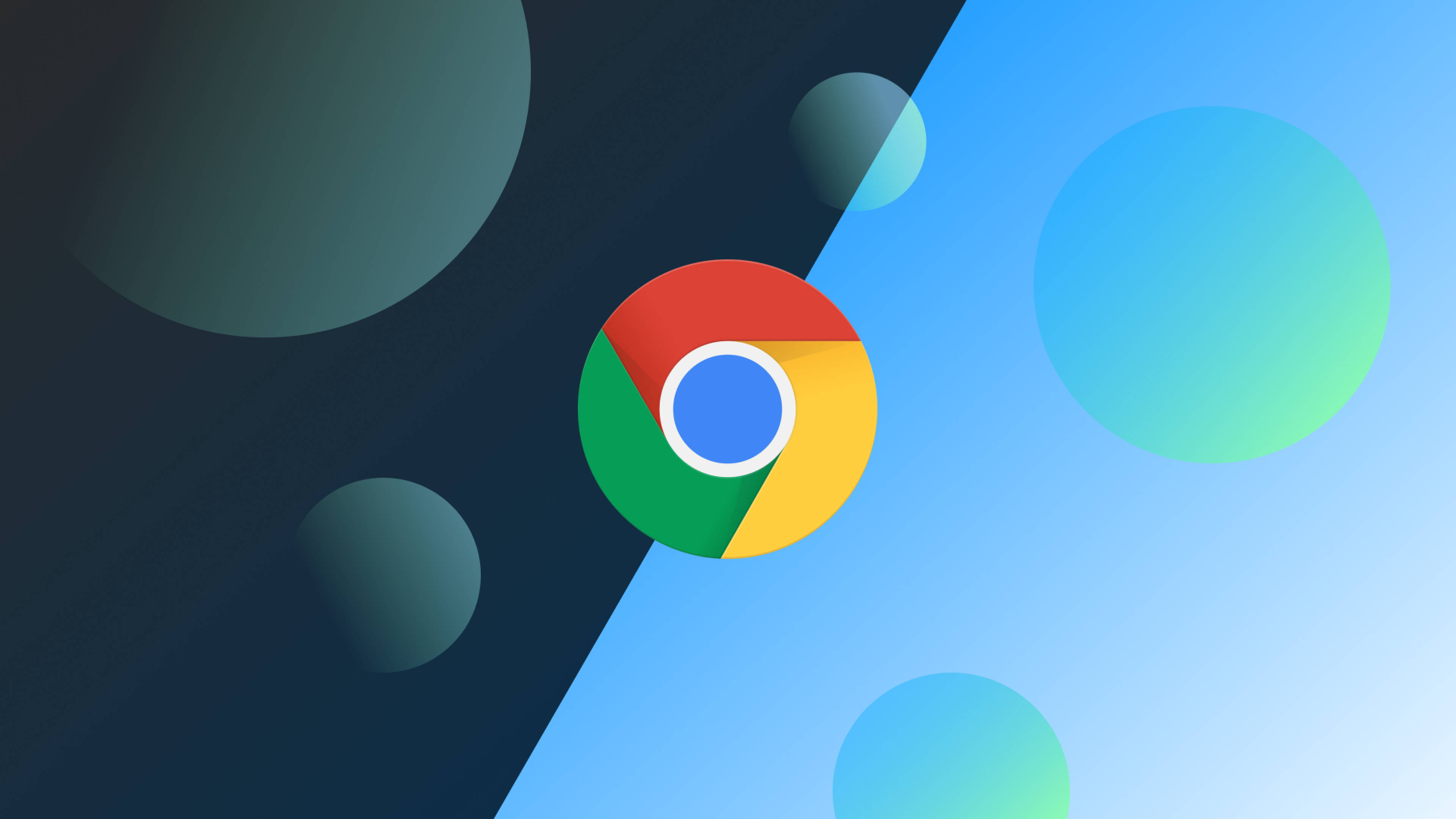 Google Chrome, blue circles pattern, dark teal, 4K Desktop Wallpaper