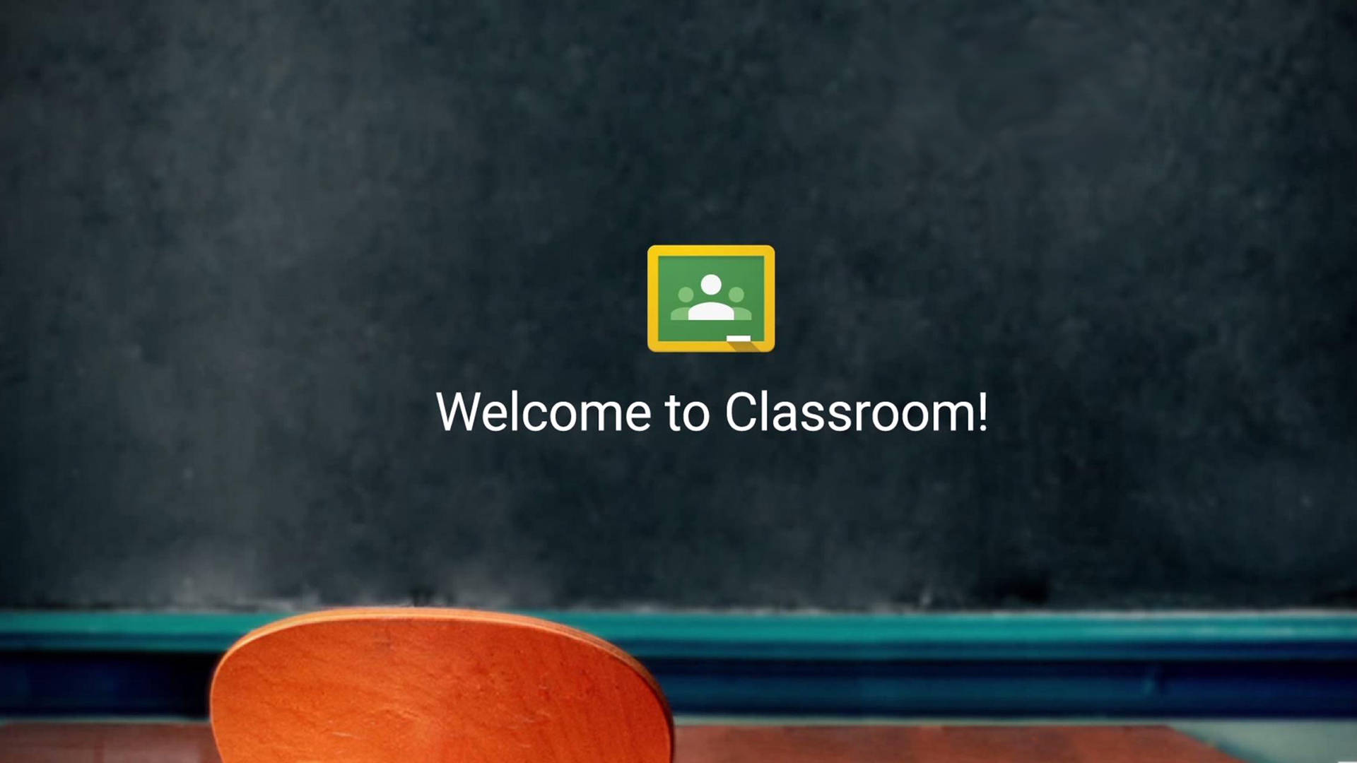 Google Classroom, wooden chair, dark chalkboard, Full HD Desktop Wallpaper