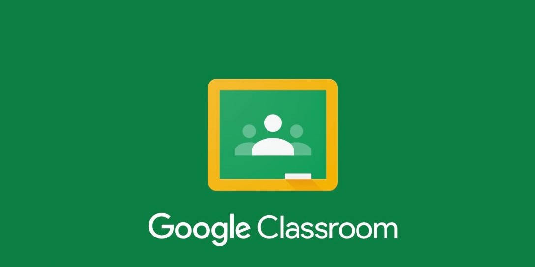 Google Classroom, green chalkboard icon, white text, SD Desktop Wallpaper