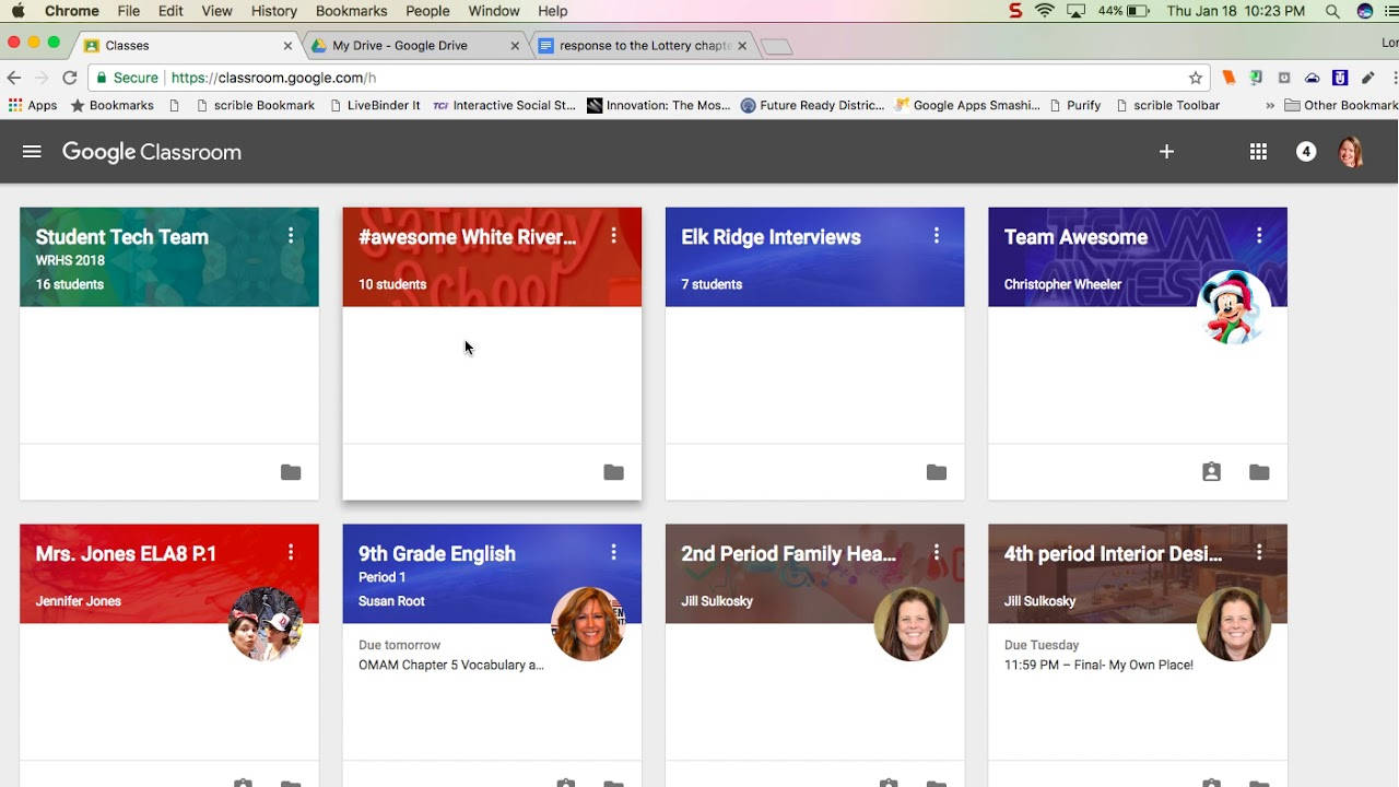 Google Classroom, dashboard, colorful class cards, HD Desktop Wallpaper