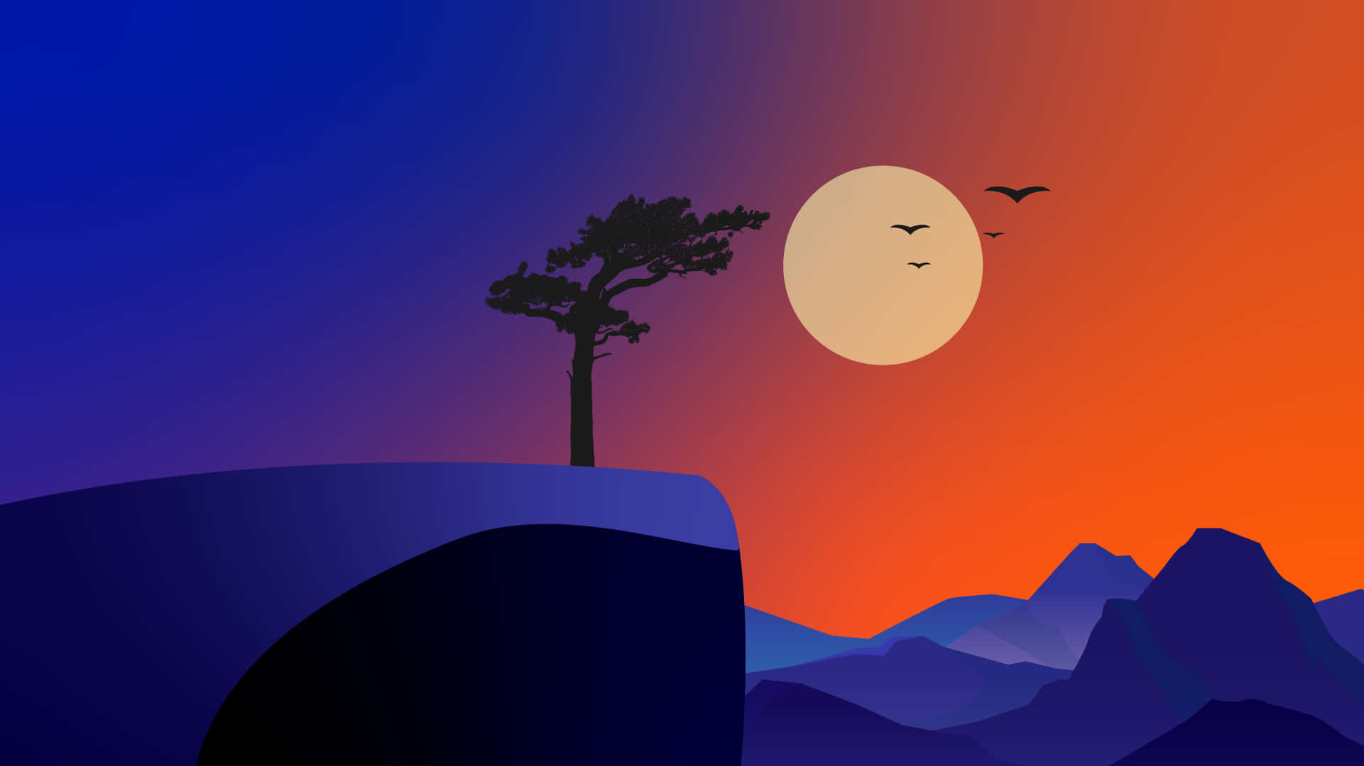 Google Desktop, Blue Orange Sky, sunset, Full HD Desktop Wallpaper
