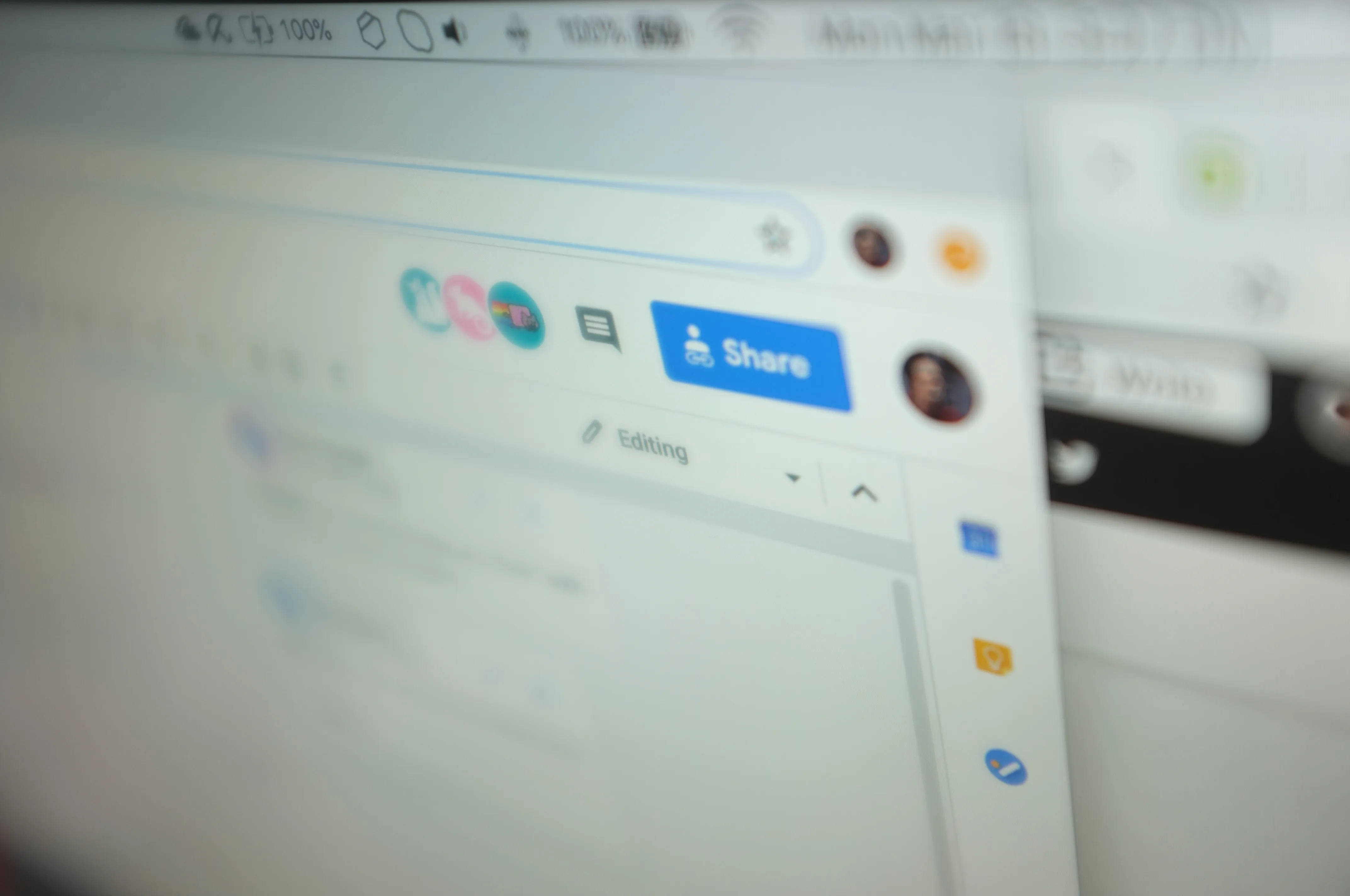 Google Docs, share button, blue, 4K Desktop Wallpaper