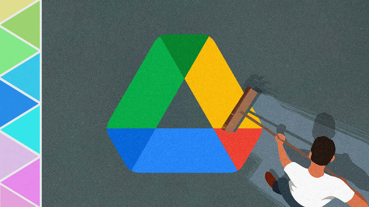 Google Drive, colorful Google Drive logo, gray floor, HD Desktop Wallpaper