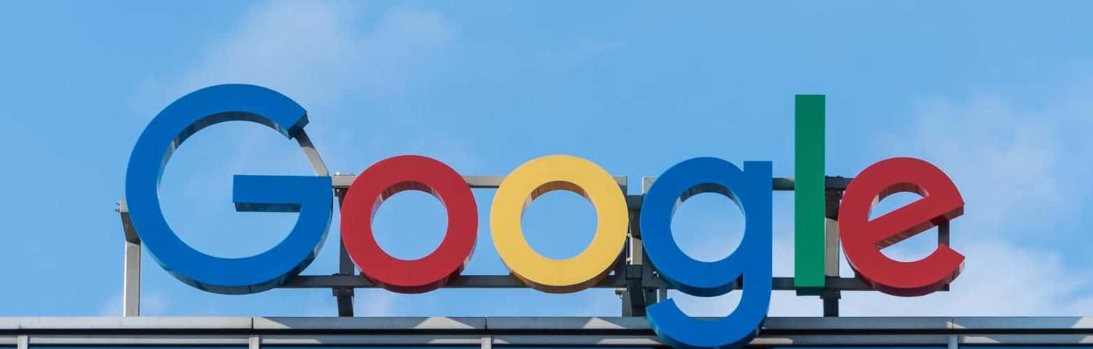 Google Drive, multicolored logo, clear blue sky, HD Desktop Wallpaper