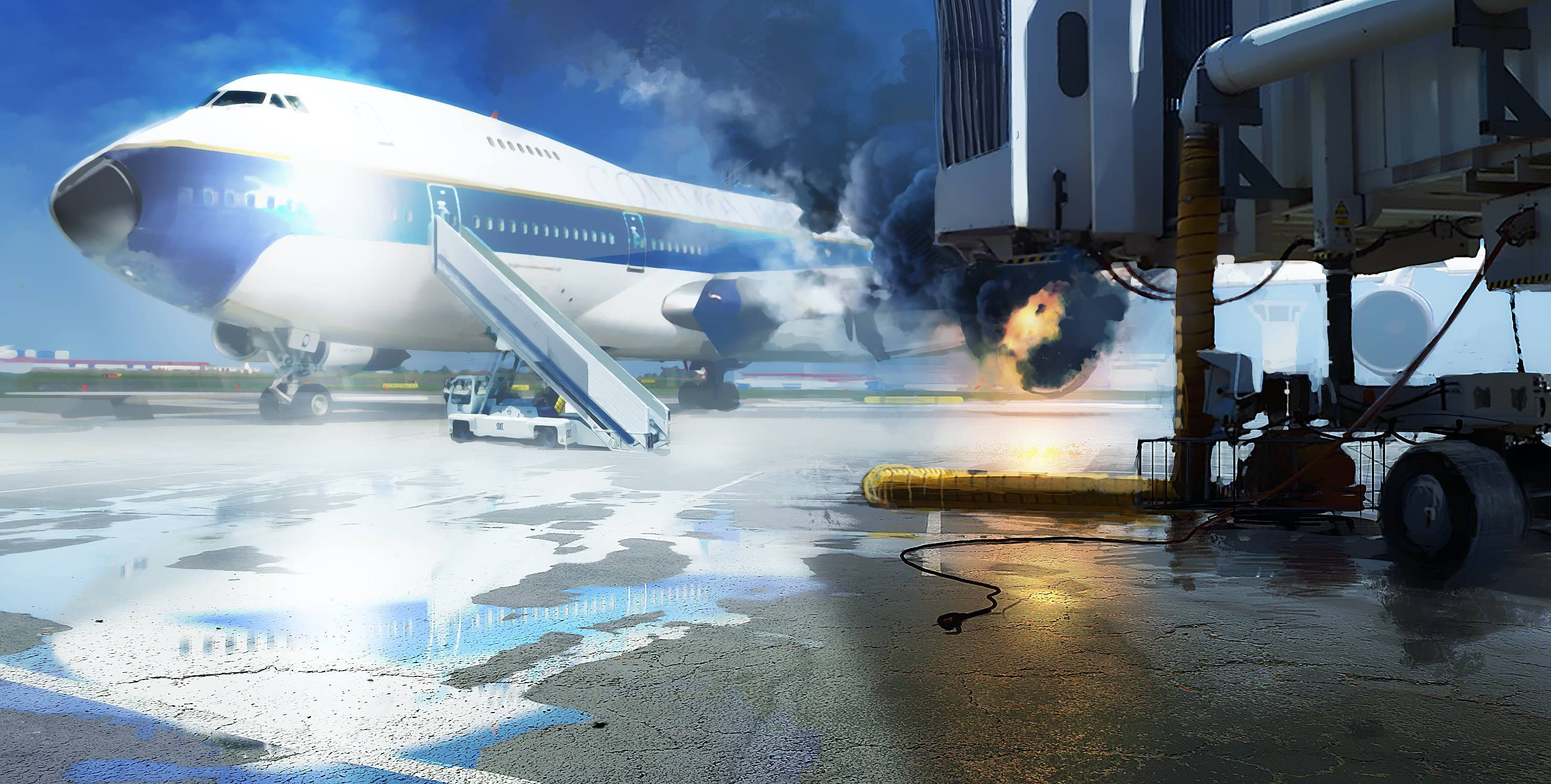 Google Flights, passenger jet, engine, 2K Desktop Wallpaper