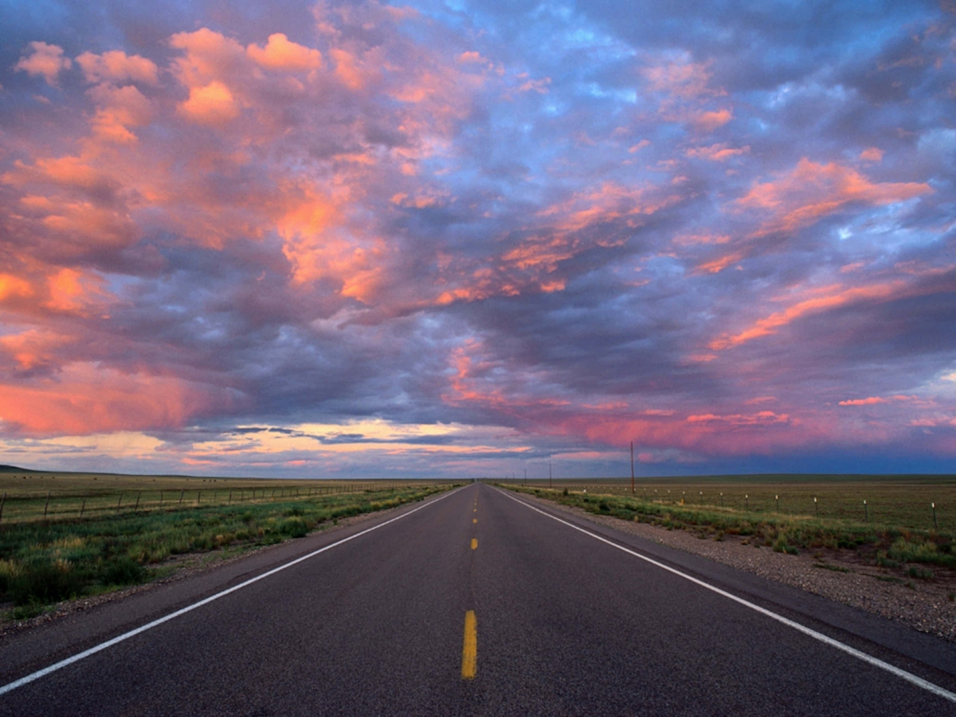 Google Landscape, asphalt road, horizon, 2K Desktop Wallpaper