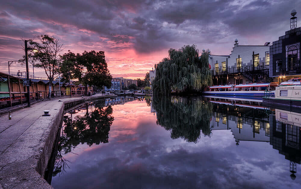 Google Landscape, canal, dusk, SD Desktop Wallpaper