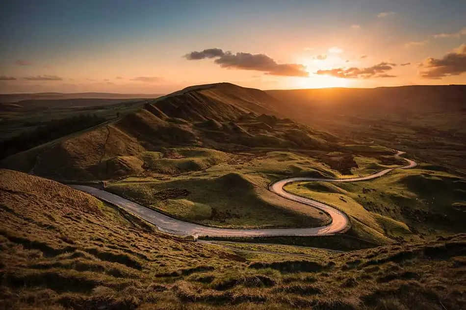Google Landscape, winding road, rolling green hills, SD Desktop Wallpaper