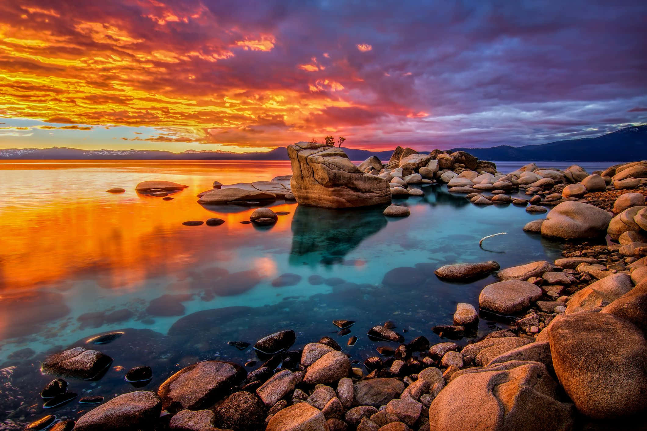 Google Landscape, sunset, fiery orange, Full HD Desktop Wallpaper