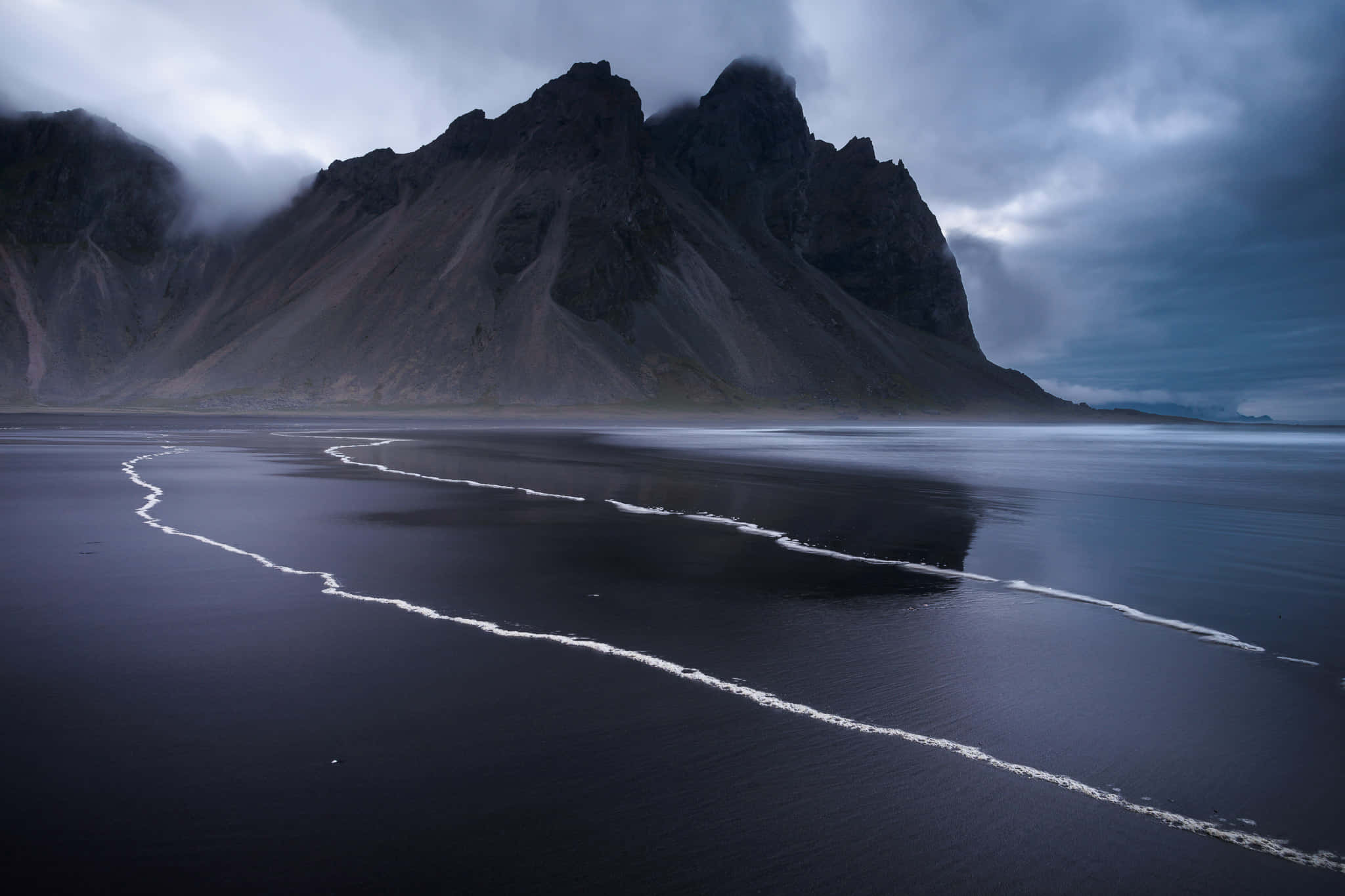 Google Landscape, volcanic beach, gentle waves, Full HD Desktop Wallpaper