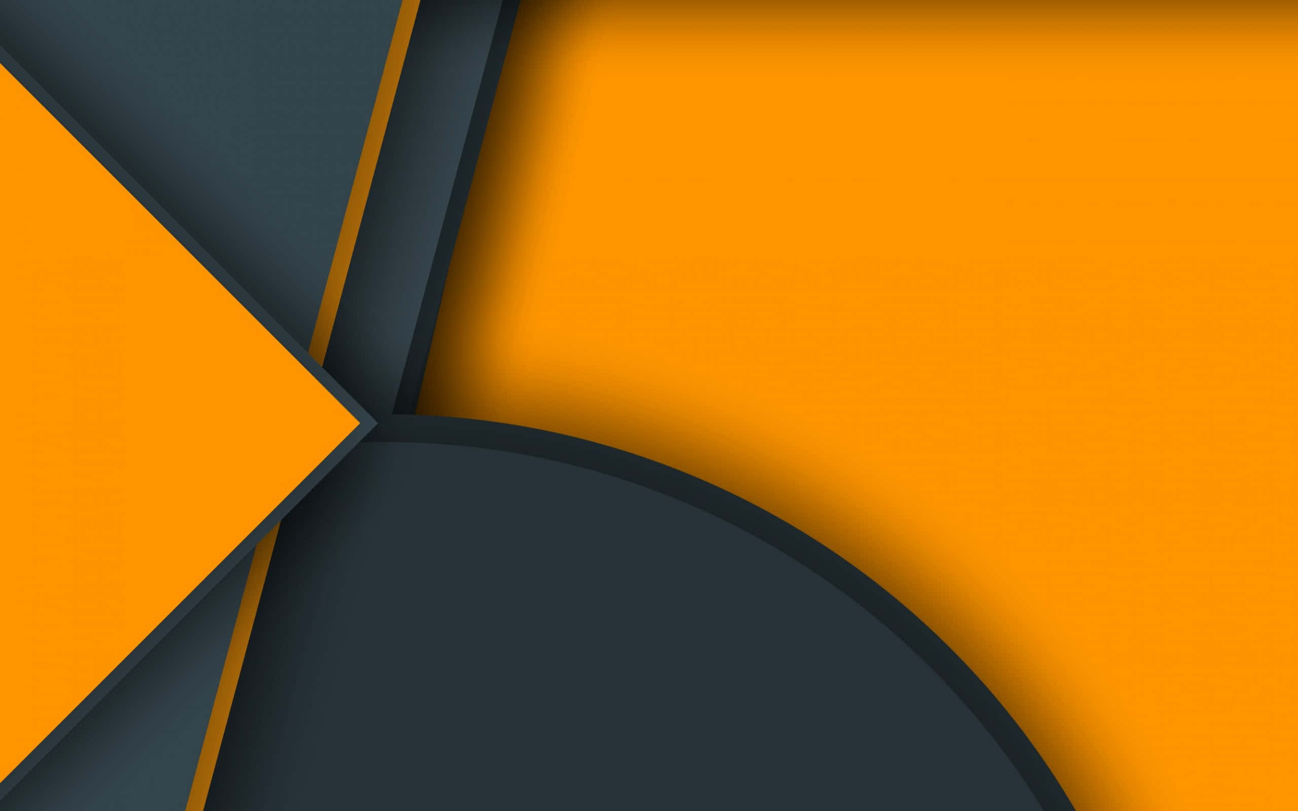 Google Material, Black, Orange, 2K Desktop Wallpaper