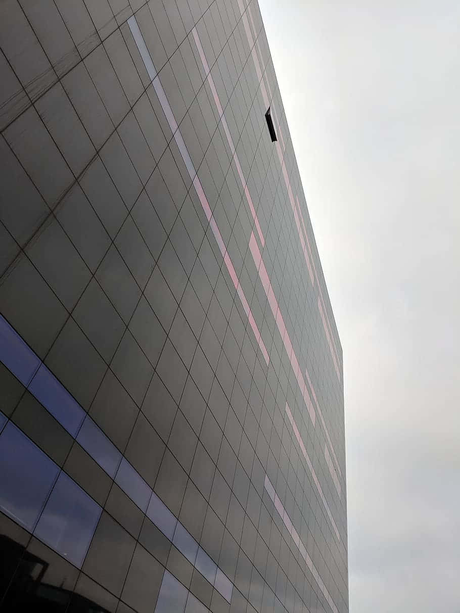 Google Pixel 3 Stock, sky blue sky, modern glass skyscraper, SD Phone Wallpaper