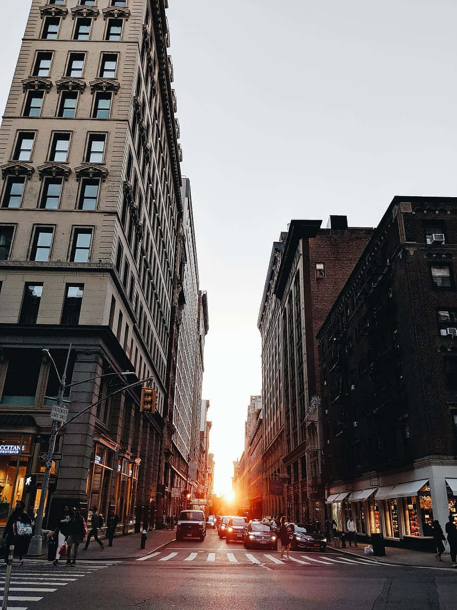 Google Pixel 3 Stock, Sunset, city buildings, SD Phone Wallpaper