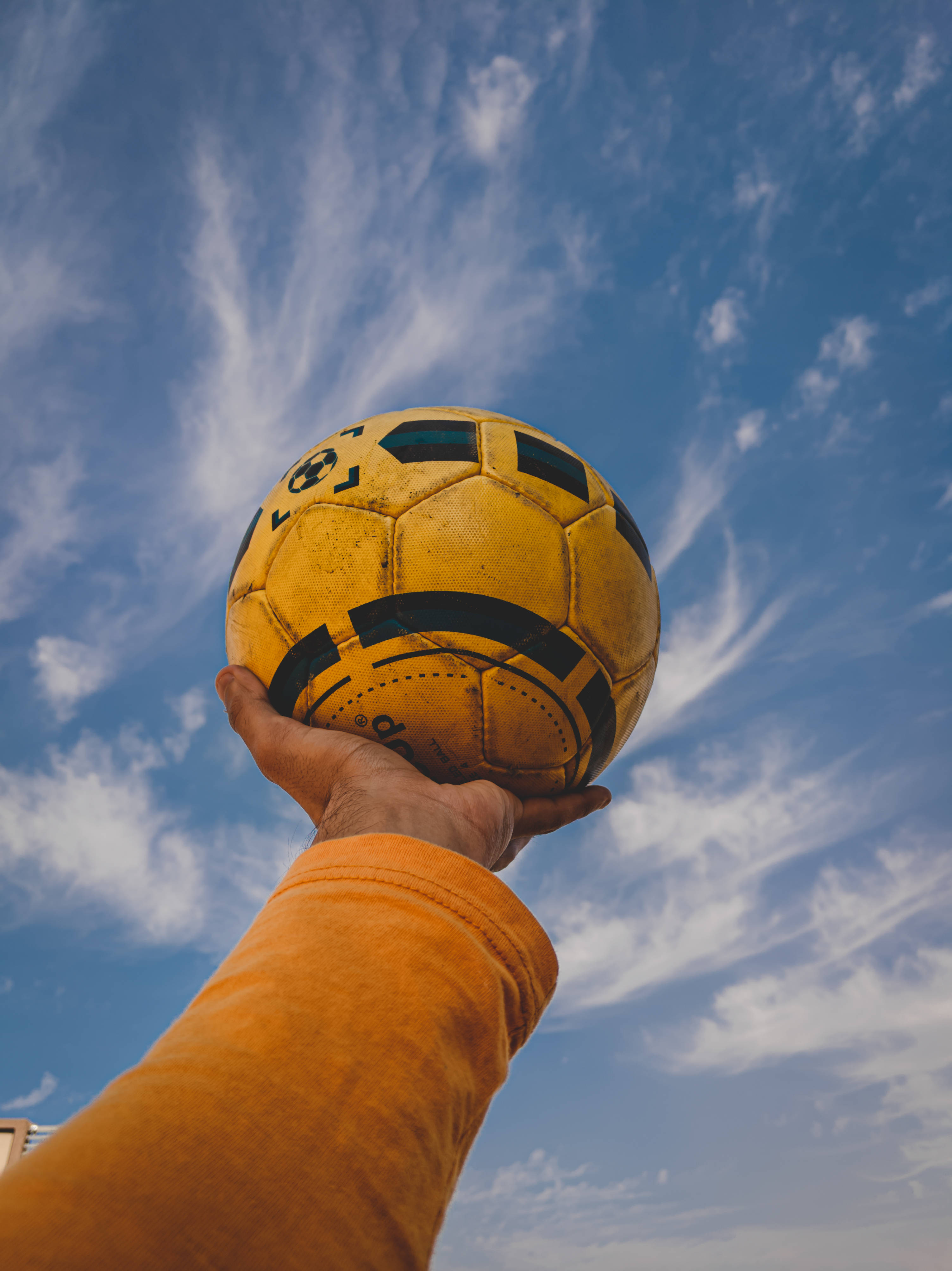 Google Pixel 3, yellow soccer ball, orange sleeve, 4K Phone Wallpaper