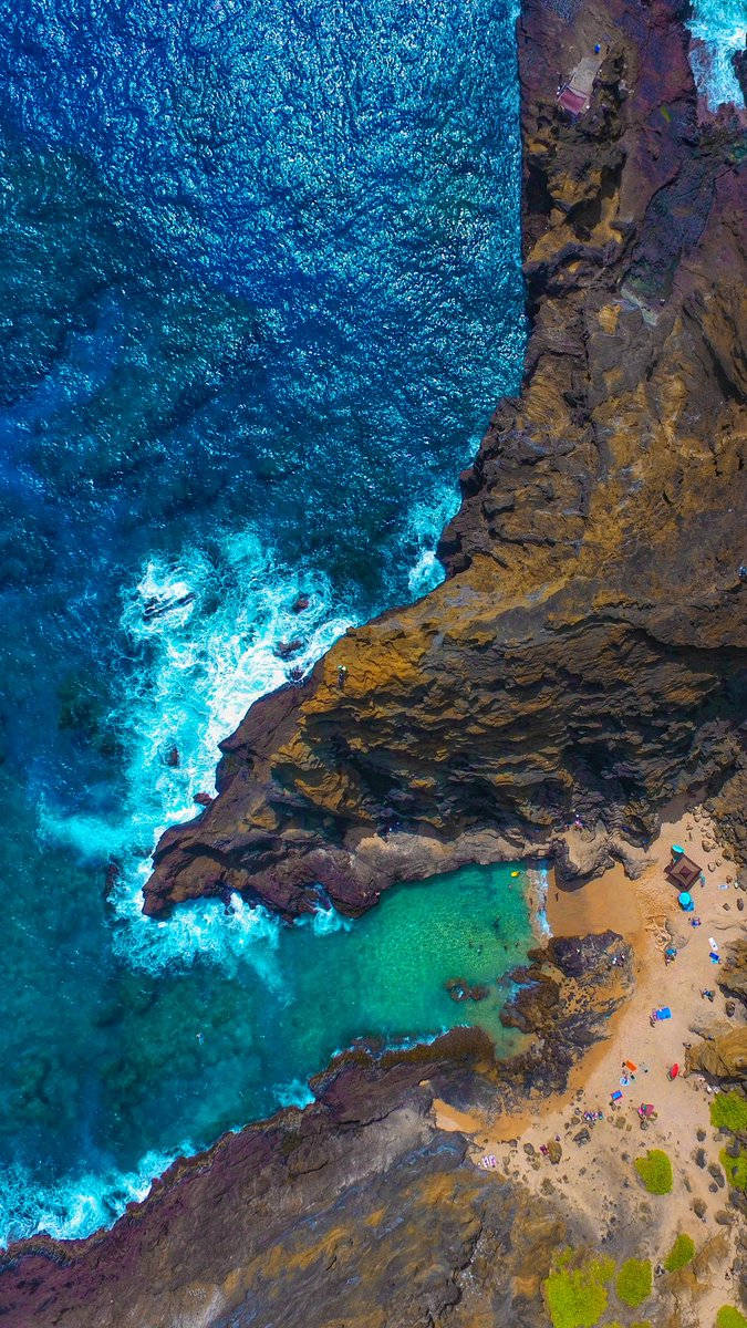 Google Pixel 3, cliff, turquoise waters, SD Phone Wallpaper