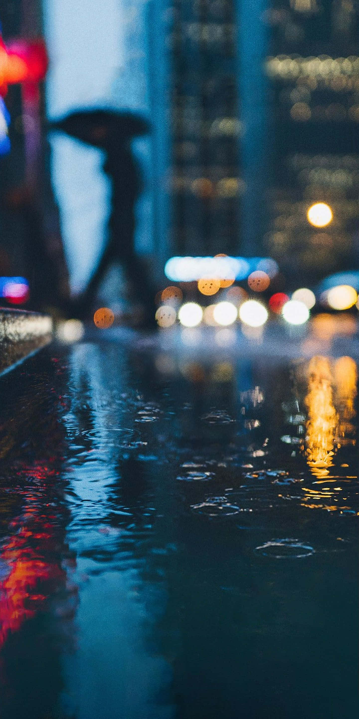 Google Pixel 3, rainy city street, night, 2K Phone Wallpaper