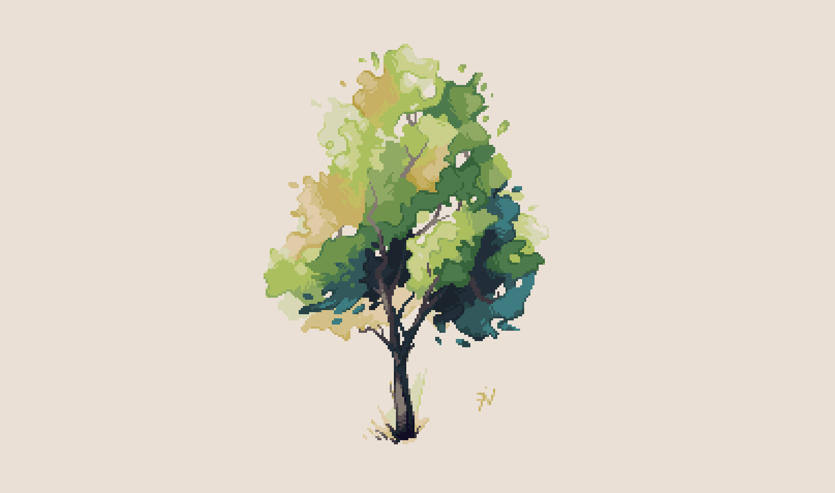 Google Pixel 3, tree, vibrant green, 2K Desktop Wallpaper