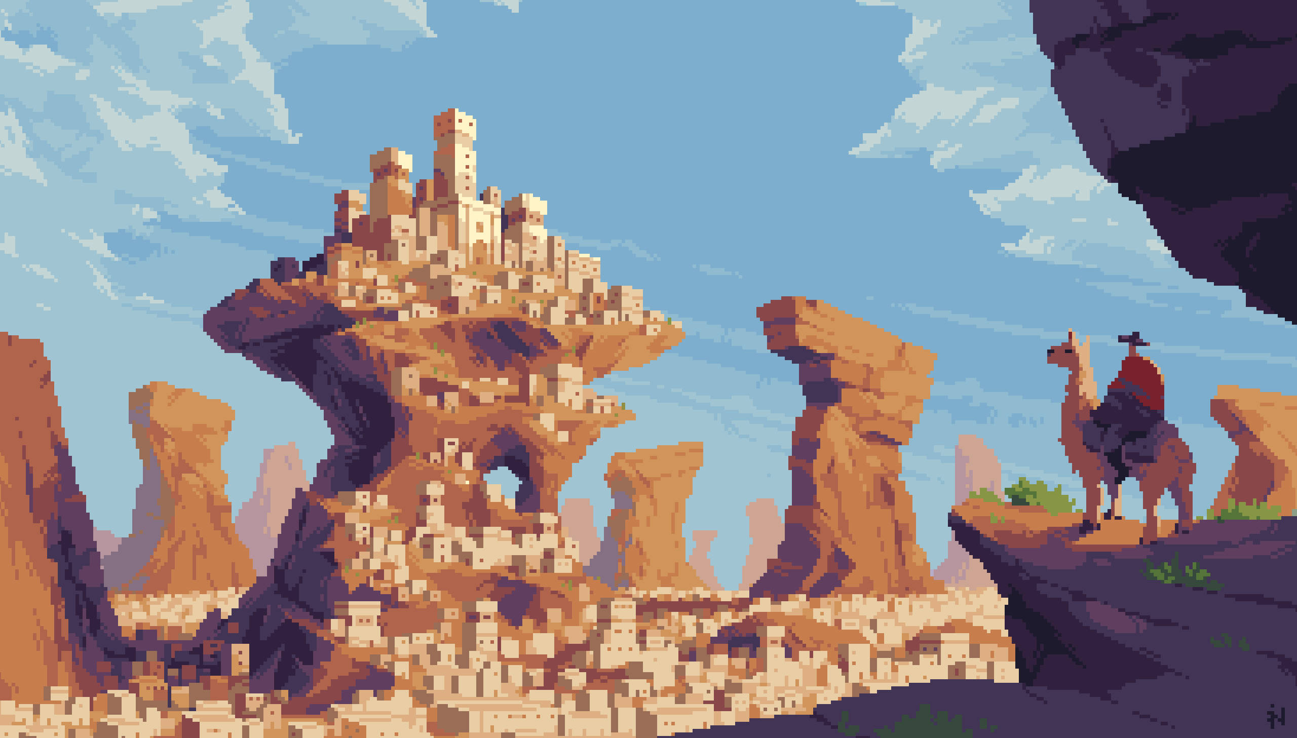 Google Pixel 3, desert canyon, castle, 2K Desktop Wallpaper