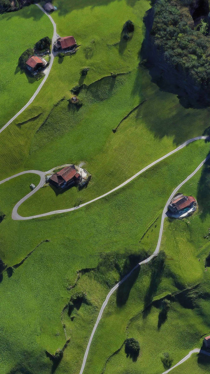 Google Pixel 3, field, winding roads, SD Phone Wallpaper