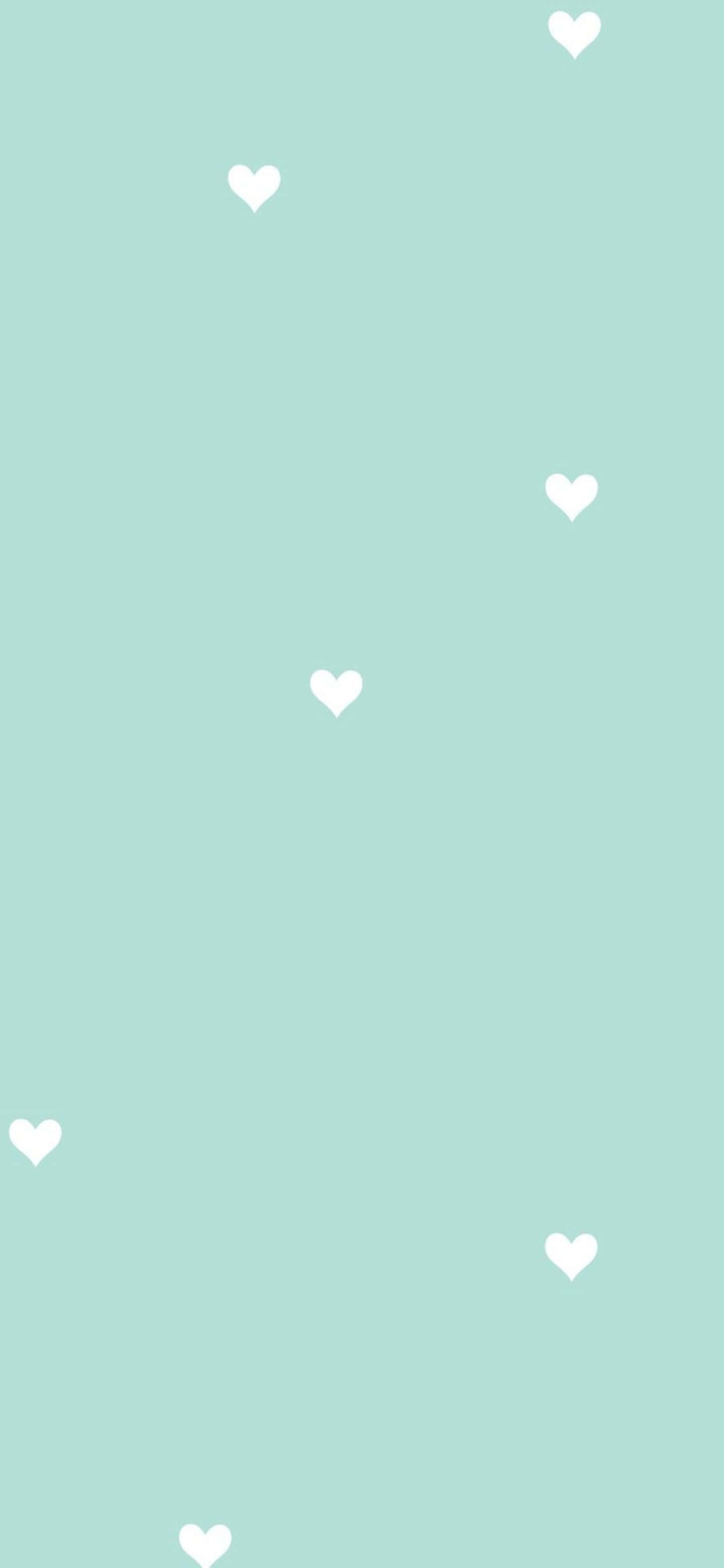 Google Pixel 6 Pro, soft mint green, scattered white heart shapes, 2K Phone Wallpaper