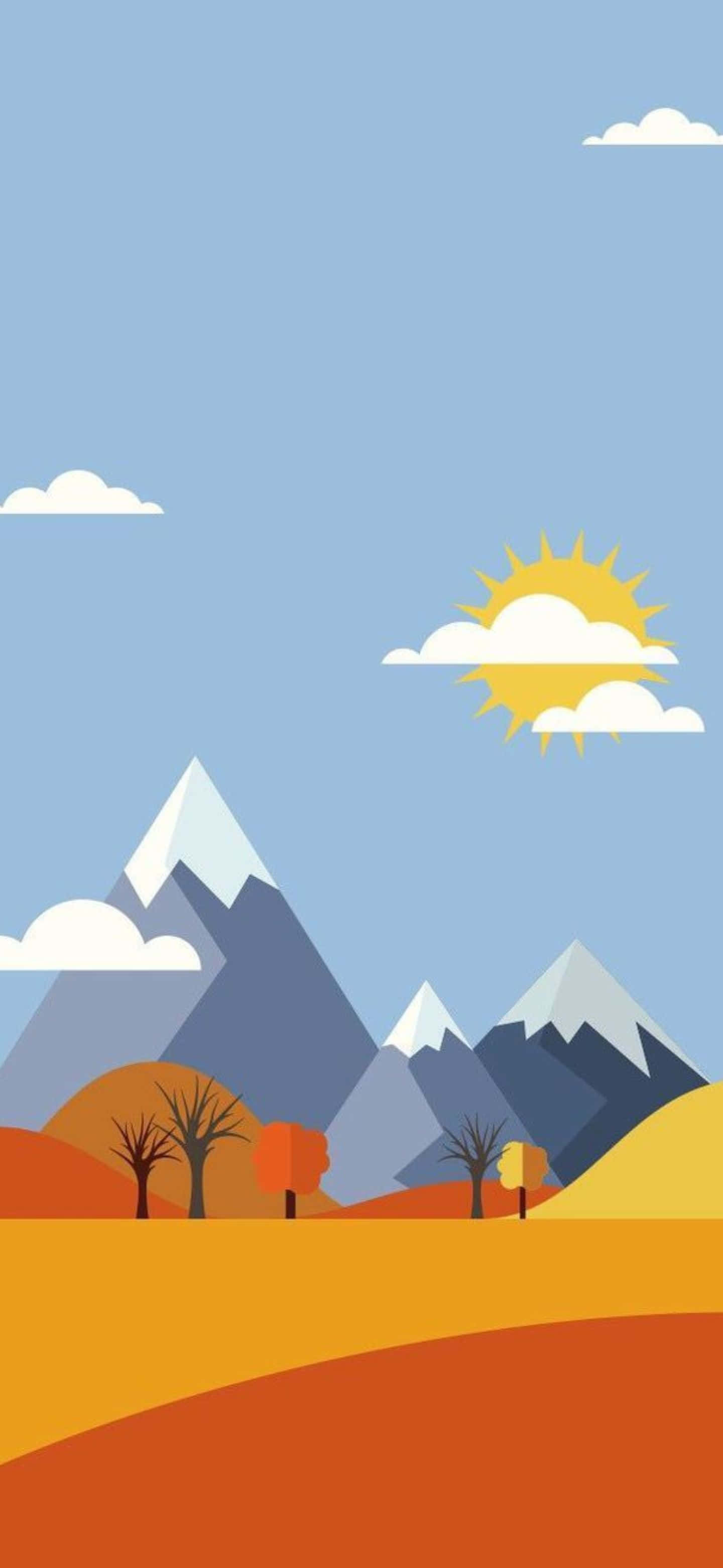 Google Pixel 6 Pro, autumn landscape, snow-capped mountains, 2K Phone Wallpaper