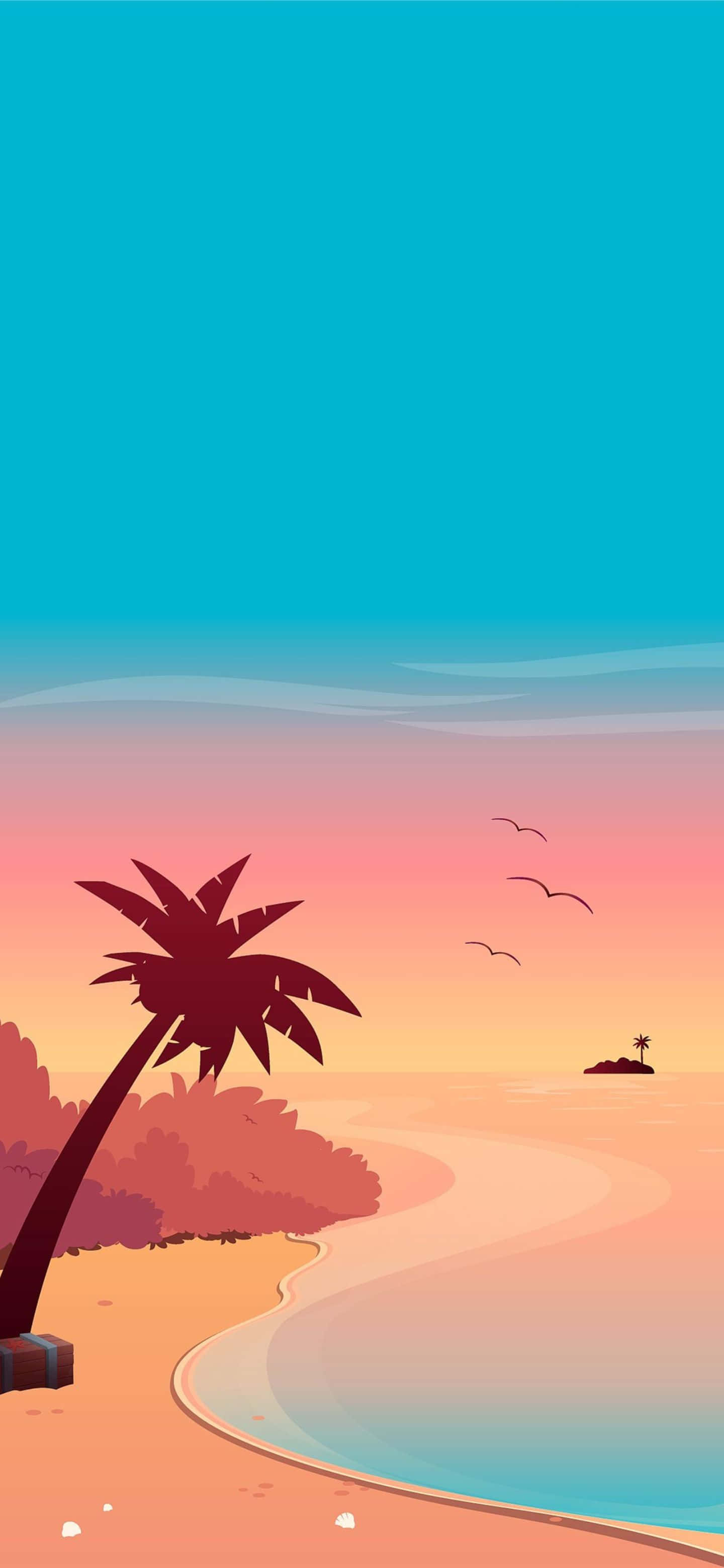 Google Pixel 6 Pro, tropical beach, sunset, 2K Phone Wallpaper