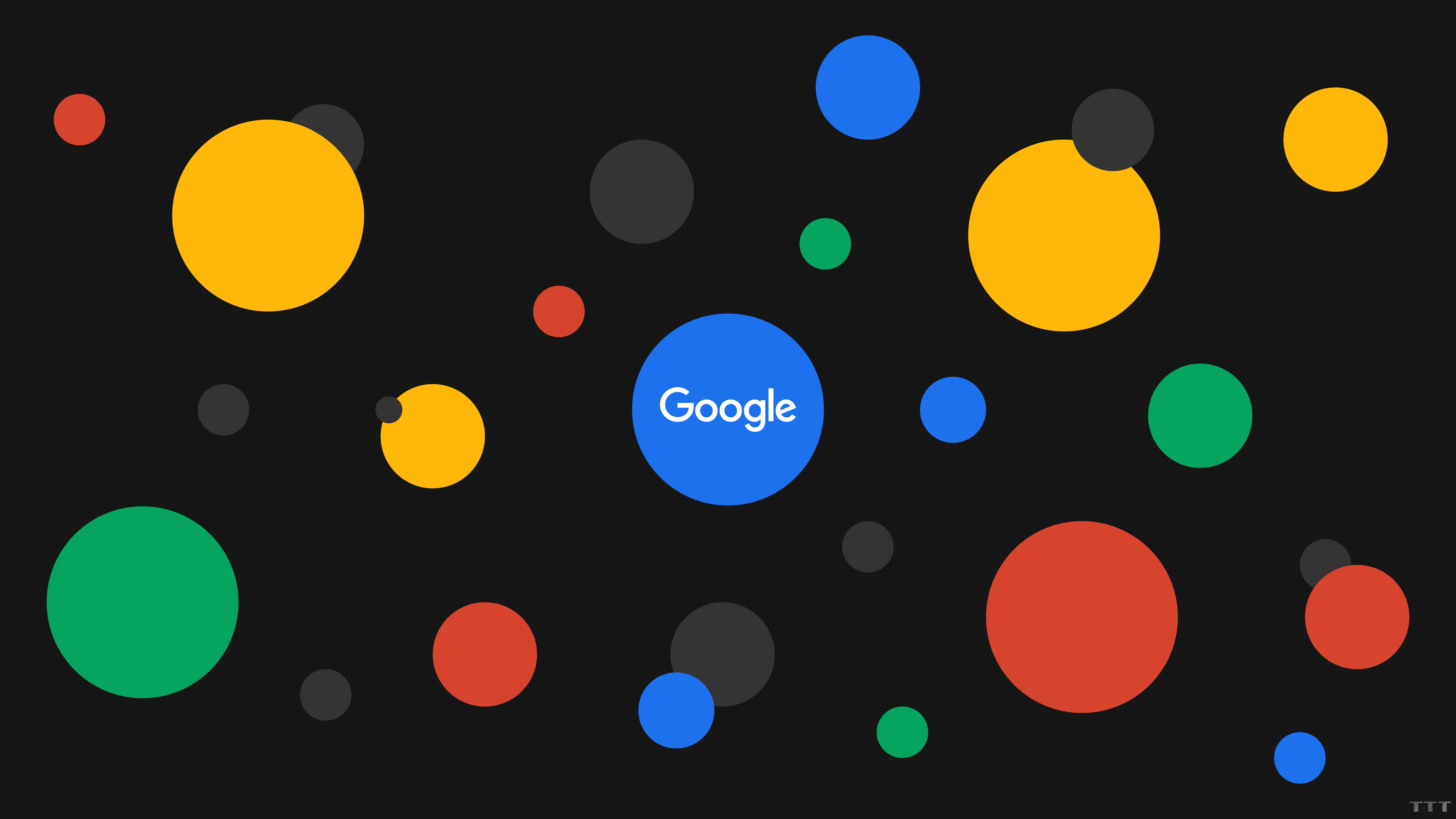 Google Pixel Desktop, vibrant colorful circles, dark background, 8K Desktop Wallpaper
