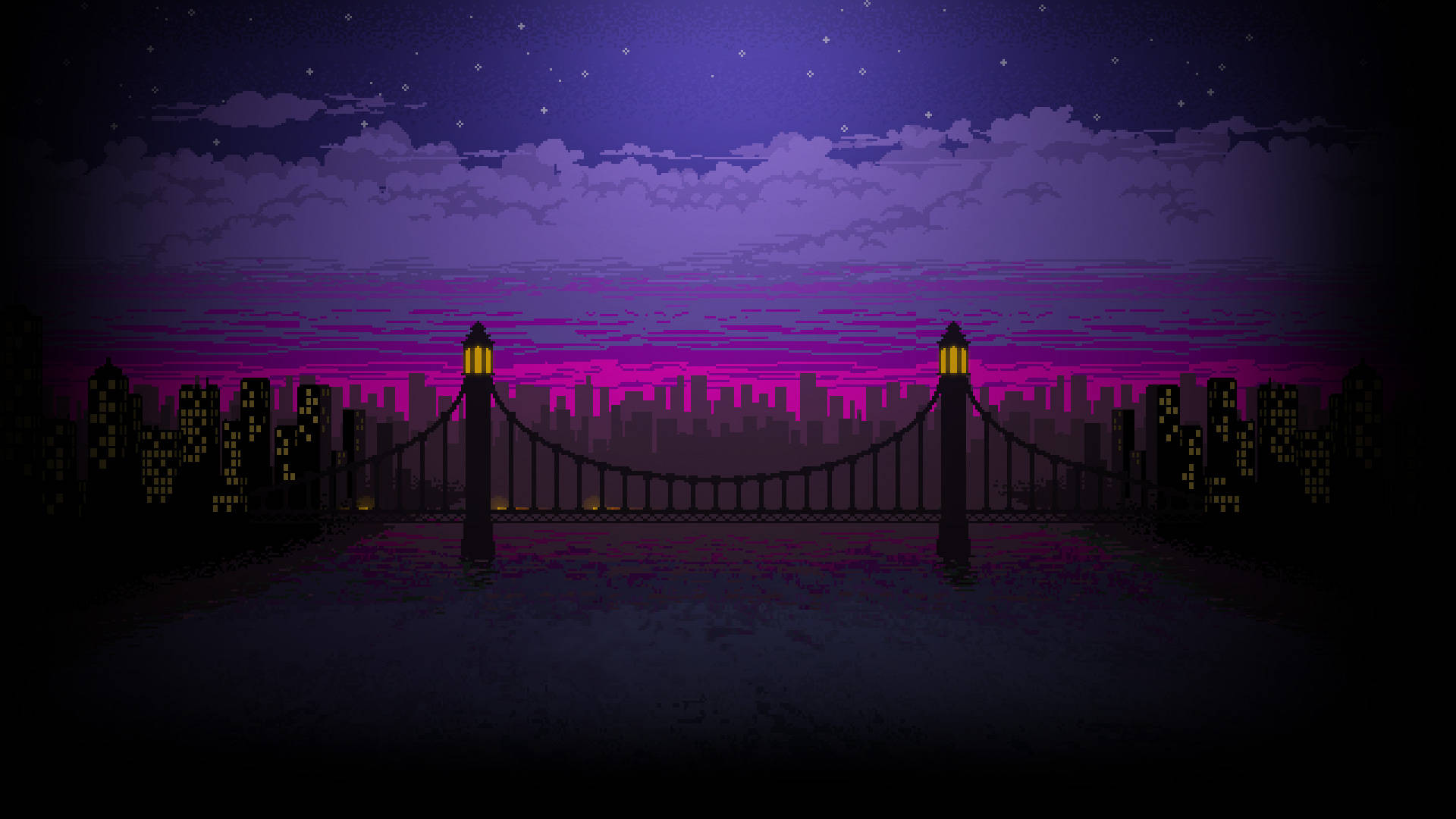 Google Pixel Phone, pixel-art bridge, dark waterway, Full HD Desktop Wallpaper