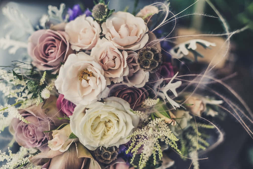 Google Pixel In Bloom Collection, blush roses, cream roses, SD Desktop Wallpaper