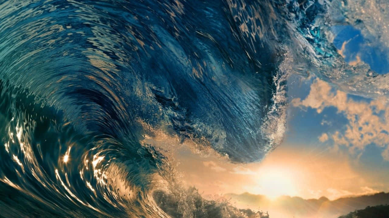 Google Pixel Water, wave, sunset, HD Desktop Wallpaper