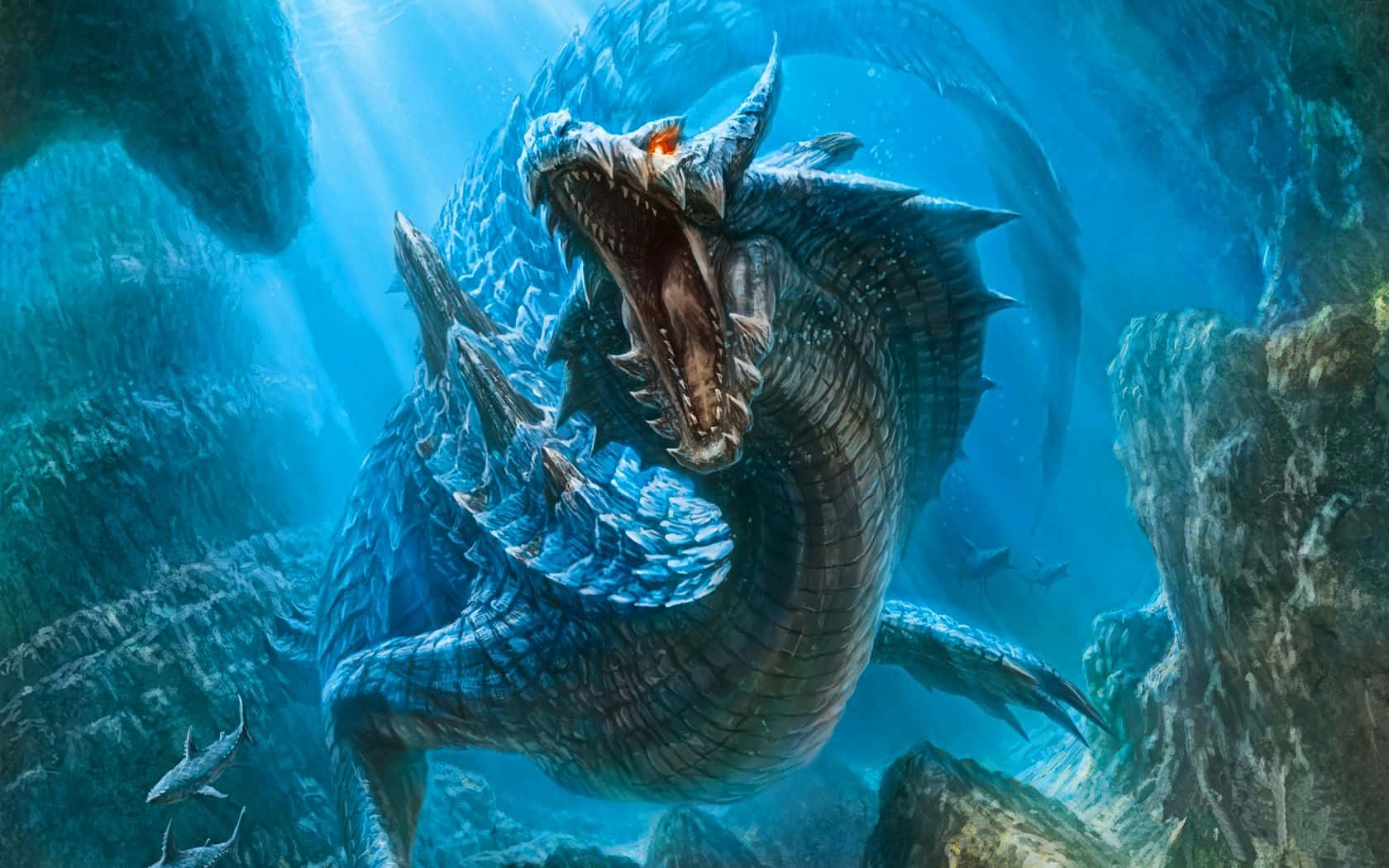 Google Pixel, water, blue-scaled sea dragon, HD Desktop Wallpaper